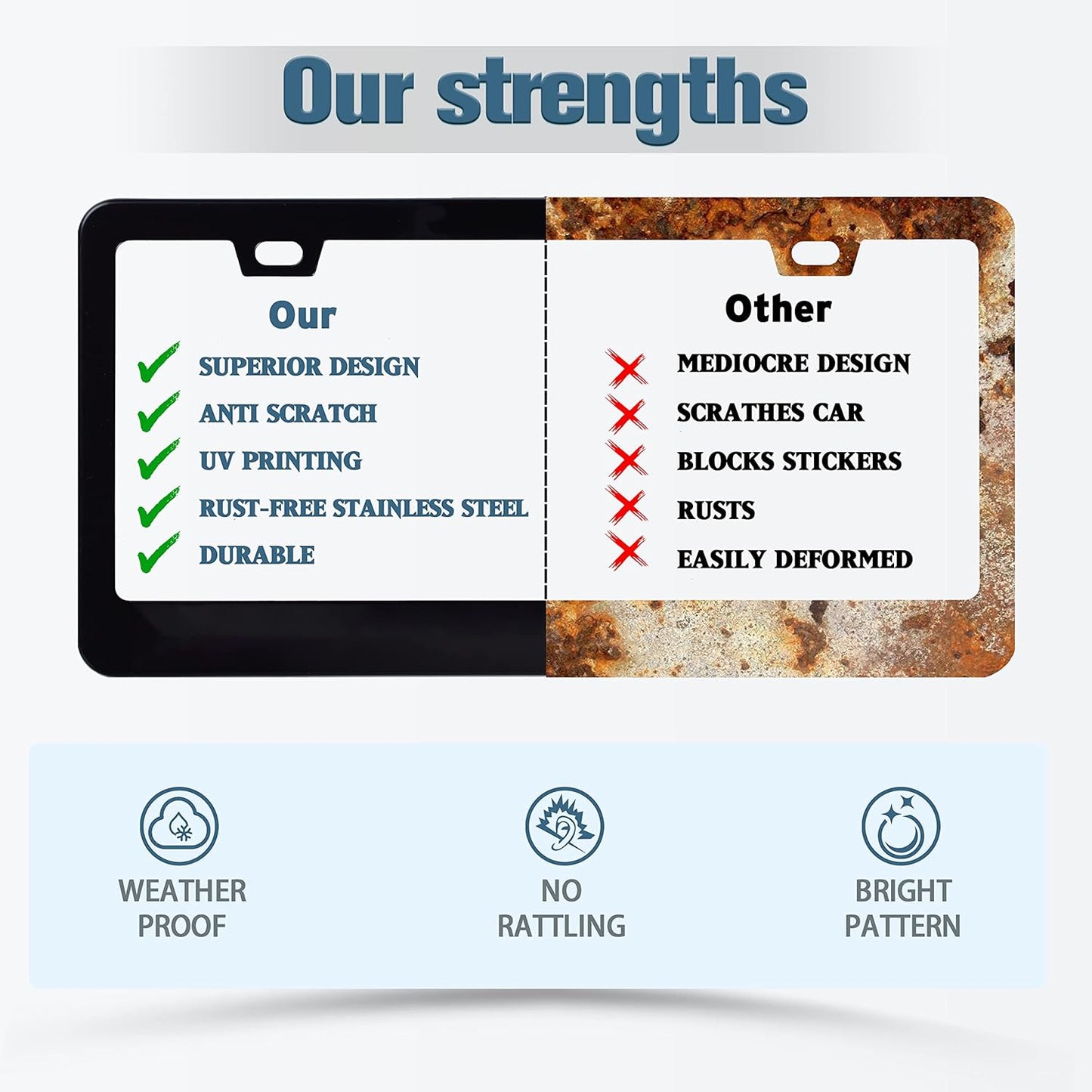 Gay Pride License Plate Frame LGBTQ License Plate Frames Personalise Stainless Steel Funny Design Compatible with Standard License Plate Holder for USA and Canada 6 X 12 Inch 2 Holes with Screws