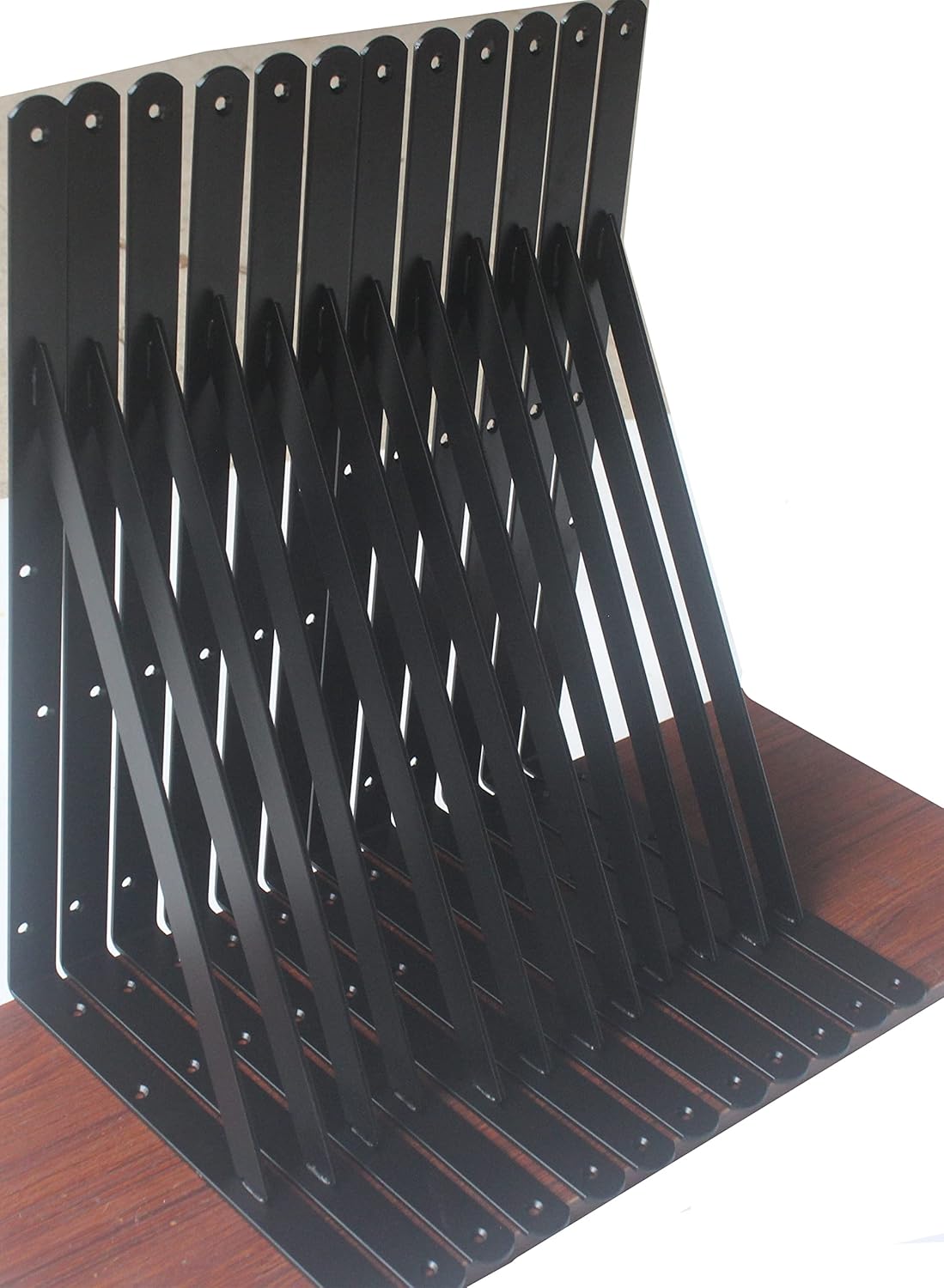 12 Pack L22 x H 12" Black Heavy Duty Shelf Brackets with Screws Metal Shelf Brackets Shelf Support Angle Brackets for Shelves L Brackets Heavy Duty Floating Shelf