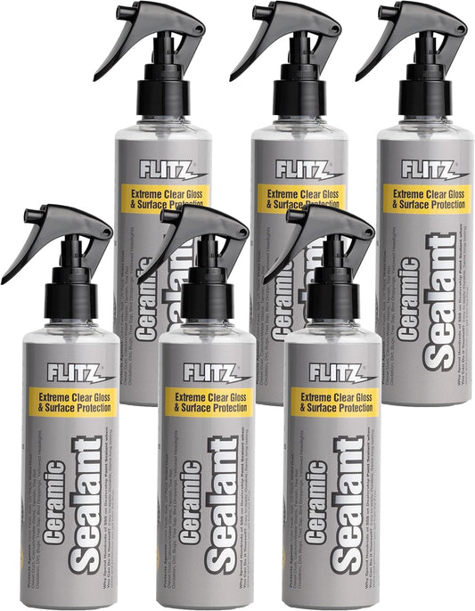 Flitz Ceramic Sealant - 8oz Bottle of USA-Made Ceramic Coating for Cars, Boats, Glass - Repels Water, Polishes, and Protects for 1 Year - Ceramic Car Spray (6 Pack)