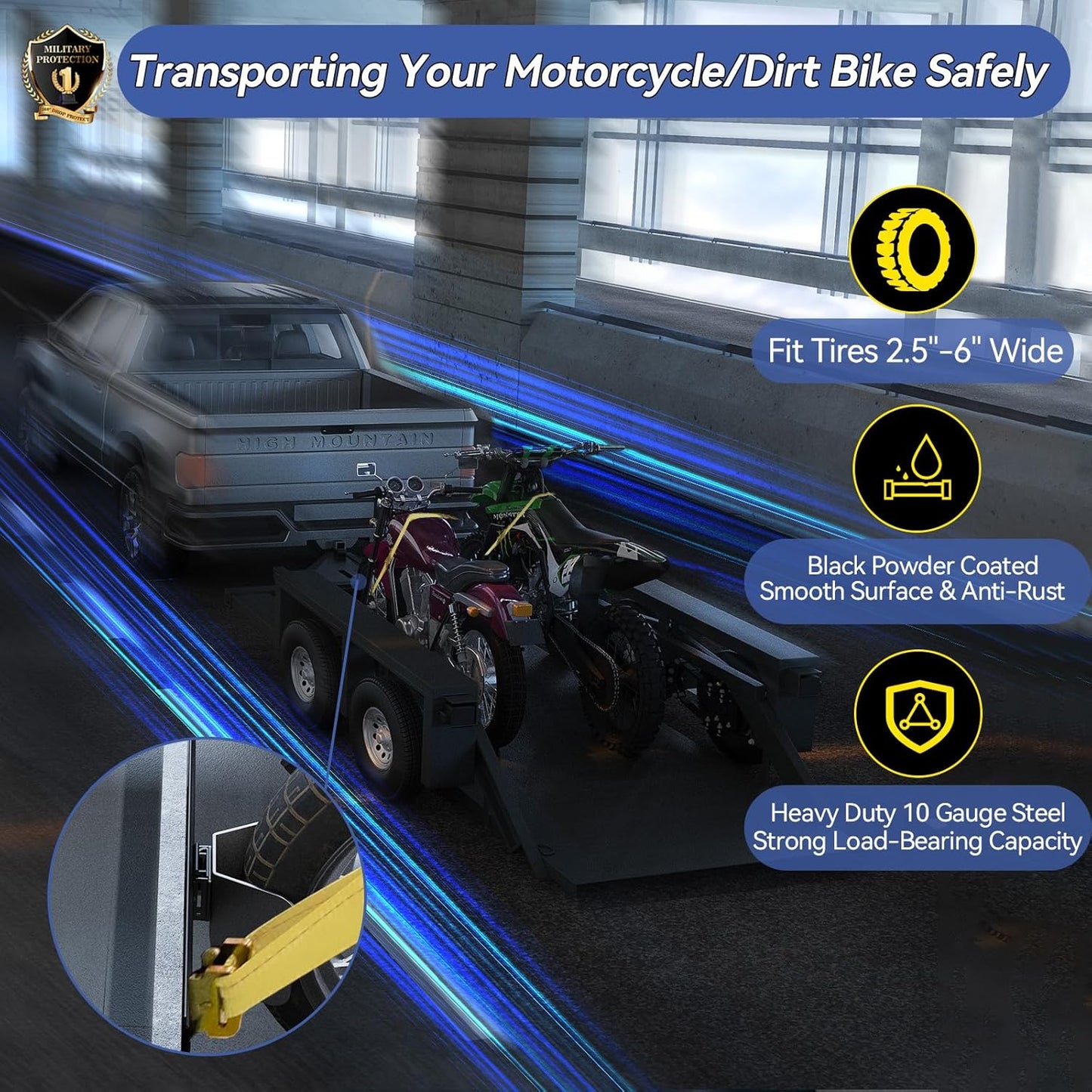 E-Track Dirt Bike Wheel Chocks,Bike and Dirt Bike in Enclosed Trailer/Garage/Trucks with E-Track,fit Tire Up to 6 Inches,Heavy Duty 10 Gauge Steel E Track Wheel Chock(1 Pack)