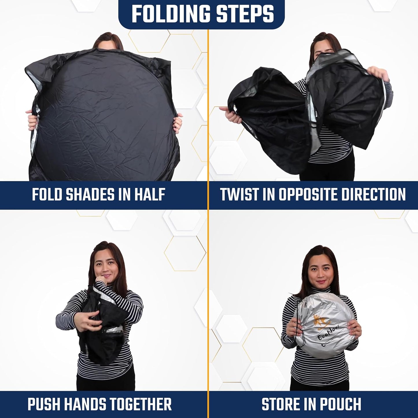 EcoNour Car Windshield Sunshade | Advanced Light-Blocking Protection | Foldable Sun Shade with Mirror Cut-Out Keeps Your Vehicle Cool | Fit for Cars, Trucks, and SUVs | Small (59 x 29 in)