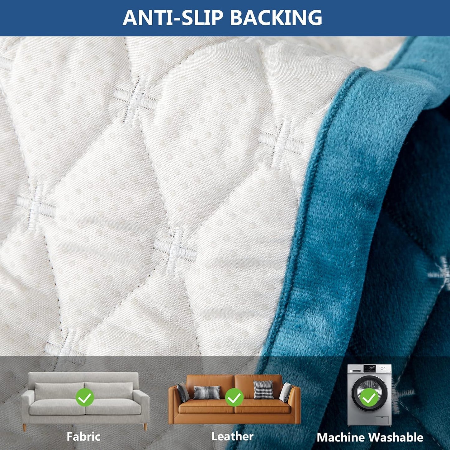 Eismodra Couch Cover,Sectional Couch Covers,Sofa Covers for 3 Cushion Couch,Anti-Slip Sofa Slipcovers for Dogs Cats Kids Loveseat Recliner L Shaped Armrest Backrest,Blue 43''x94''(Only 1 Piece)