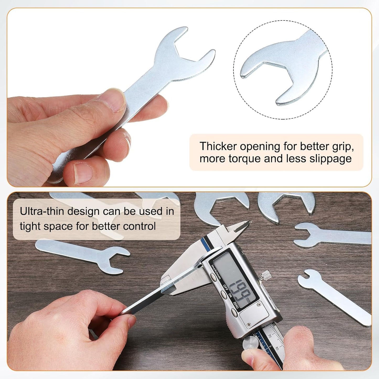 HARFINGTON 10pcs Small Wrench 17x108x2mm Metric U-Shaped Single Open Ended Spanner Super Thin Flat Head Galvanizing Wrench for Automotive Repair Furniture Assembly