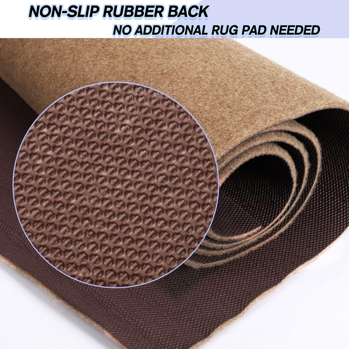 Custom Size Backed Non-Slip Area Rugs Runner, Easy Clean, Waterproof Runner Rugs for Hallway Entryway, Kitchen, Laundry, 3FT x 18FT, Beige