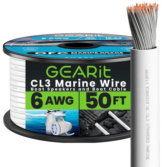 GEARit 6 Gauge Marine Electrical Primary Wire, 6 AWG (50ft) Marine Grade Tinned Copper Oxygen Free for Boat, Automotive, RV, Camper, Trailer