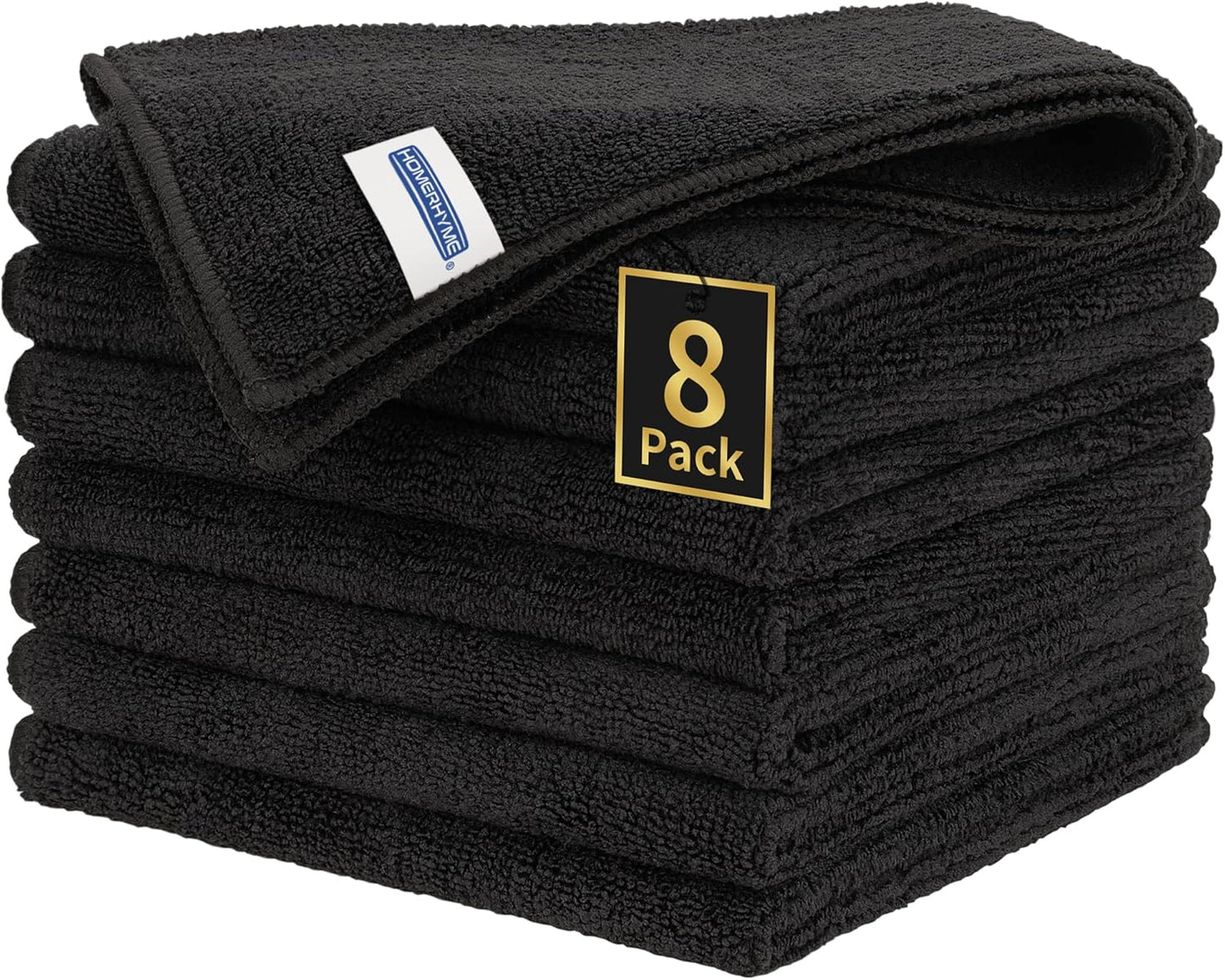 HOMERHYME Premium Microfiber Cleaning Cloth, 8 Pack, 12.6" x 12.6" Cleaning Towels, Lint-Free & Streak-Free, Ultra Absorbent, 300GSM, Reusable Microfiber Towel for Cars Kitchen Garage House Office