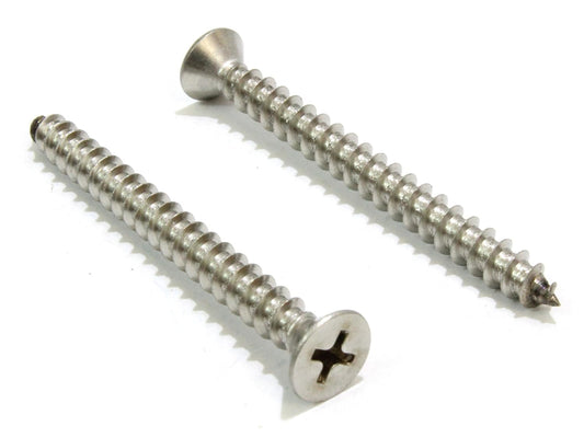Bolt Dropper #10 X 2'' Stainless Steel Flat Head Phillips Wood Screw, (100 pc), 18-8 (304) Stainless Steel Sheet Metal Screws - Type A Point, Plain Finish