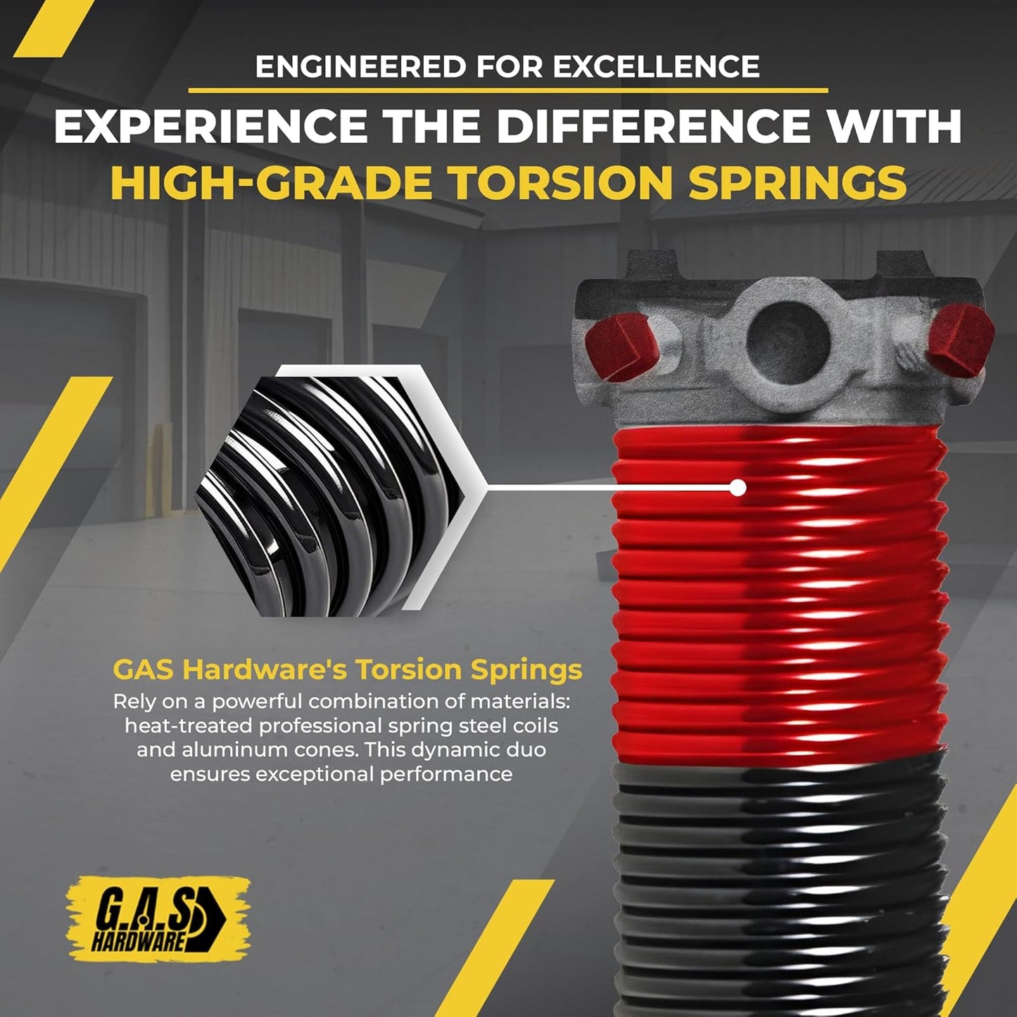 Garage Door Torsion Spring 225x1.75x31 Includes 1” Steel Bearing, Gloves, Manual, and Winding Bars for Right Side of Garage Door Precision E-Coating 5-Year Warranty Min. 30,000 Cycles (Black Cone)