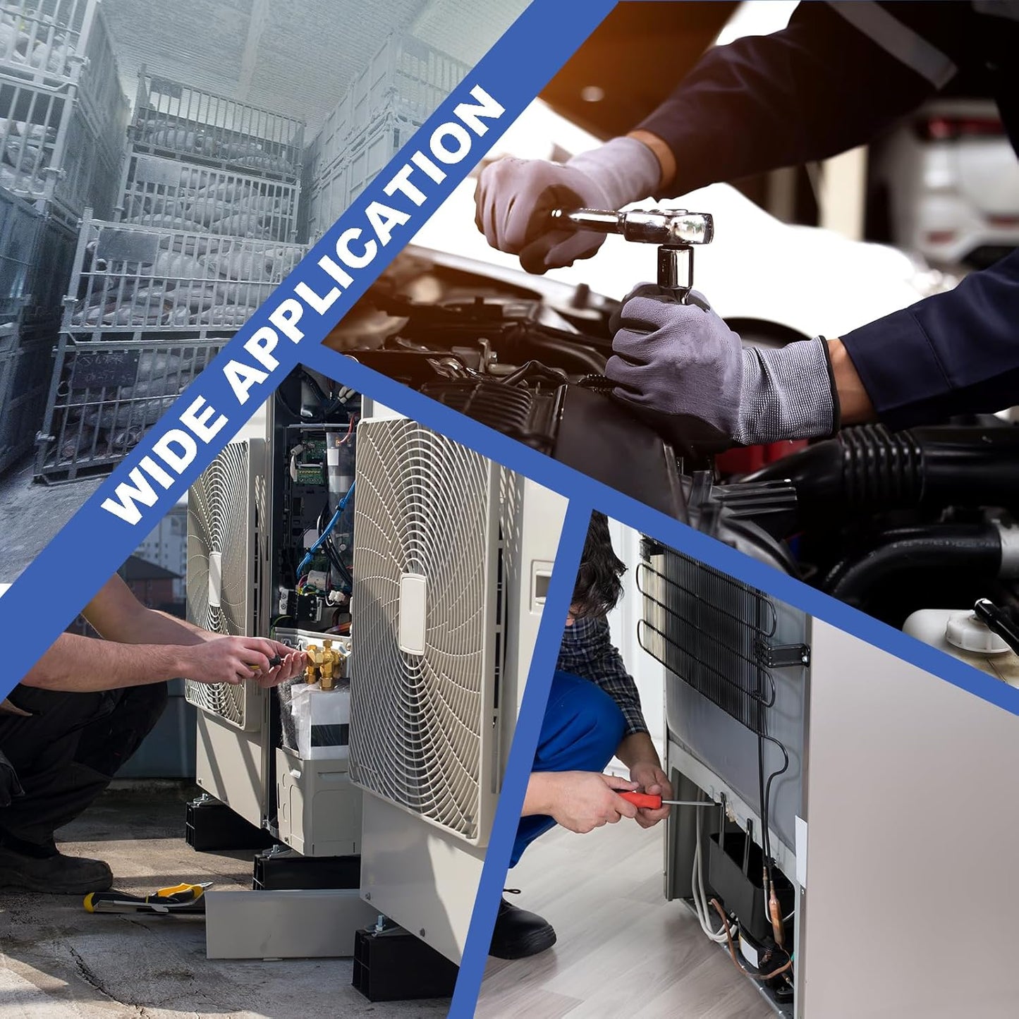 Digital Manifold Gauge, HVAC Refrigerants Digital AC Gauges Set with 2 Thermometer Clamps and 3 Hoses, for R22/R410A/R134A/1234YF Refrigerant Recharge Kit