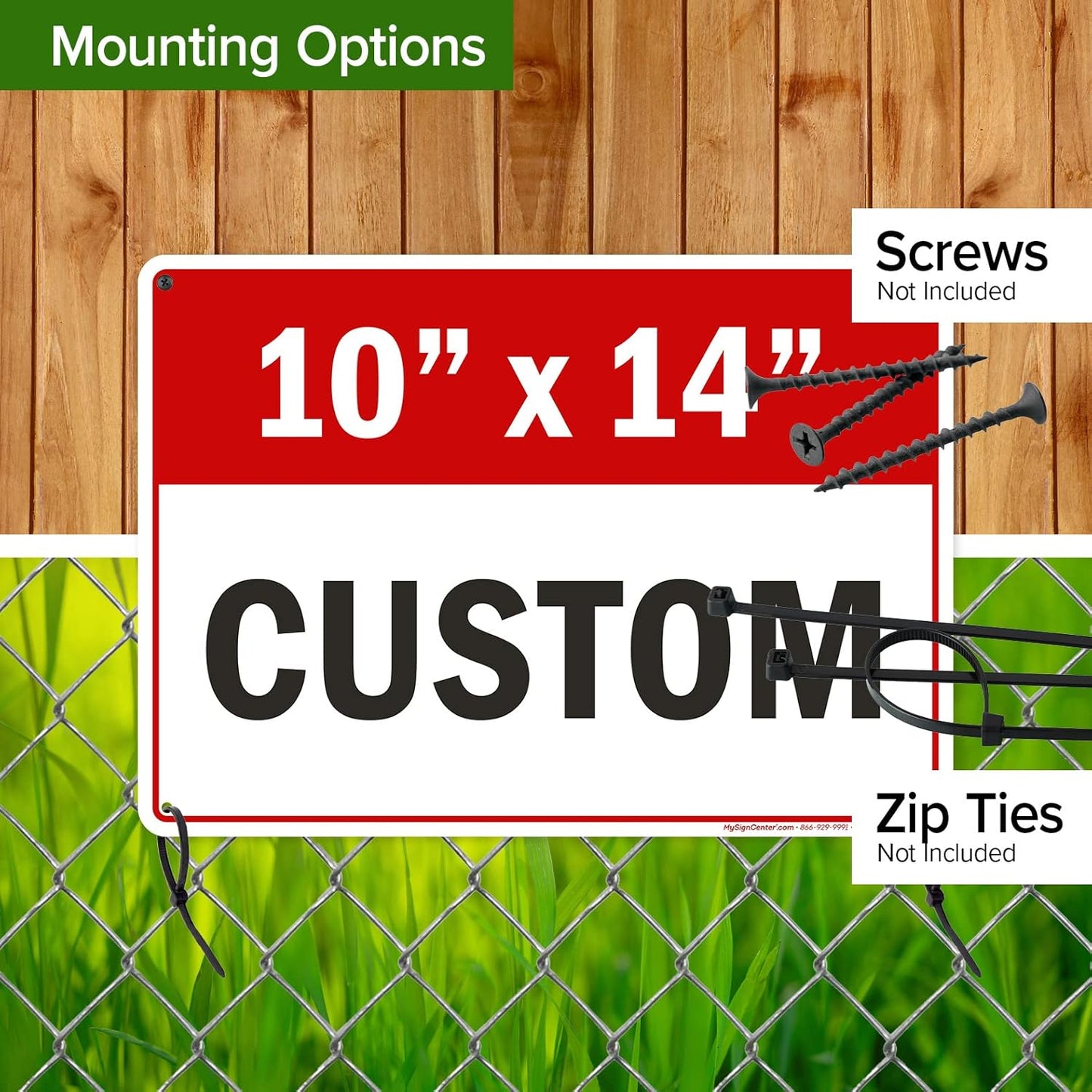 Custom Sign, Custom Sign for Business, Indoor/Outdoor use. 10x14 Inches, Rust Free .040 Aluminum, Fade Resistant, Made in USA by My Sign Center (Header)