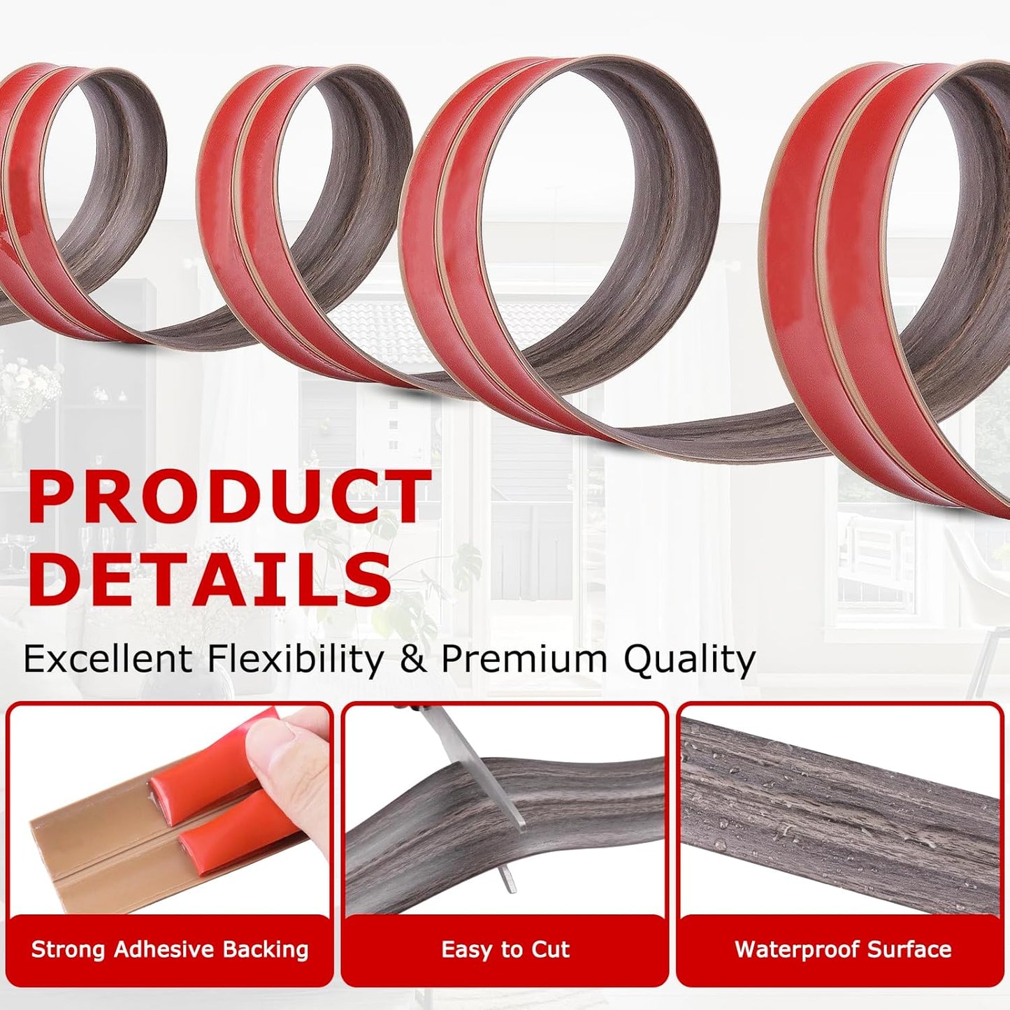 Flexible Wall Corner Protector Moulding Trim Peel and Stick Wall Corner Guards Edge Protector Self Adhesive Molding Trim Strip for Edge Ceiling (Brown Walnut Wood Grain, 0.8 in x 20 Ft)