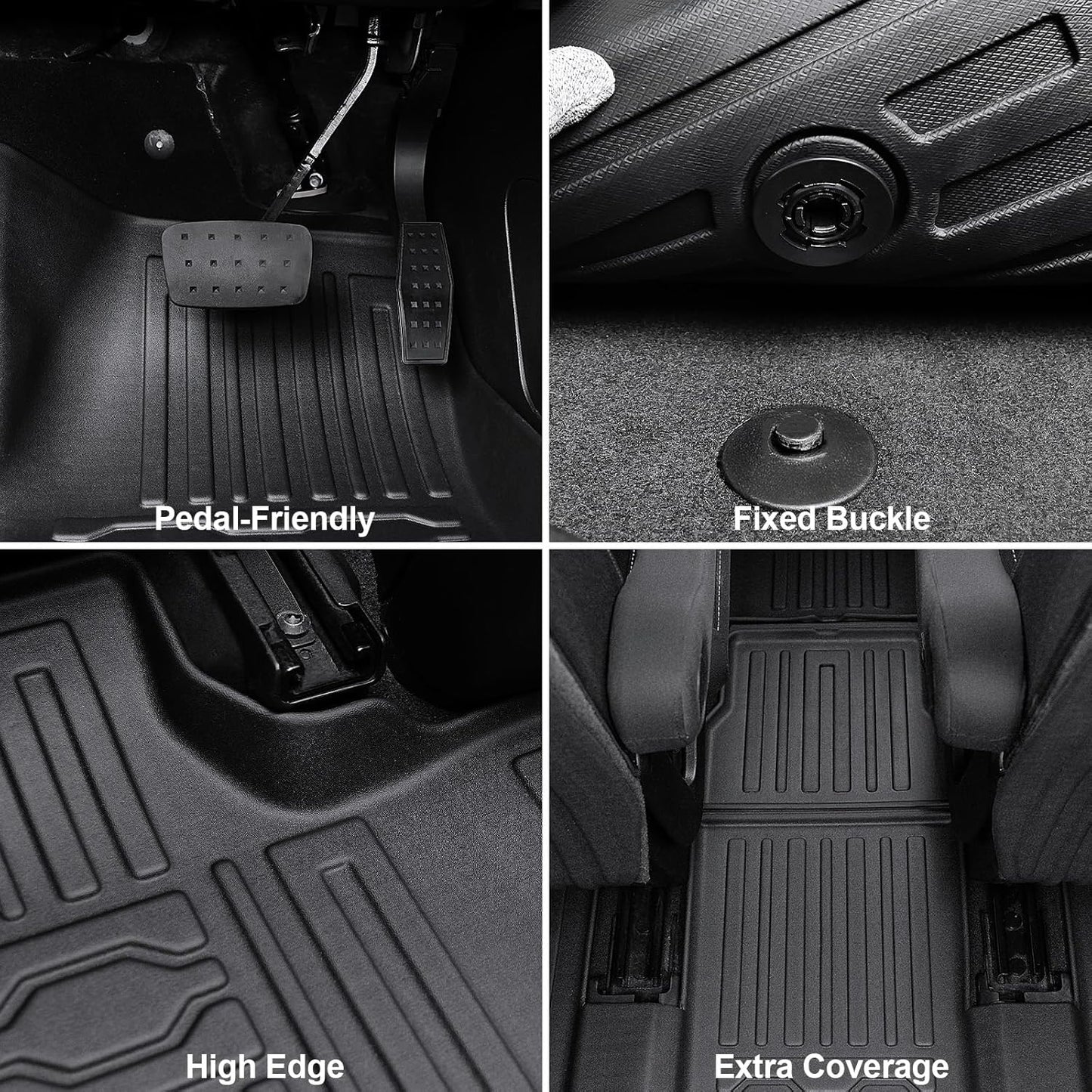 Floor Mats for 2017-2023 GMC Acadia (6-seat), All Weather TPE 2-in-1 Cargo Mat with Backrest Mat for Acadia Accessories