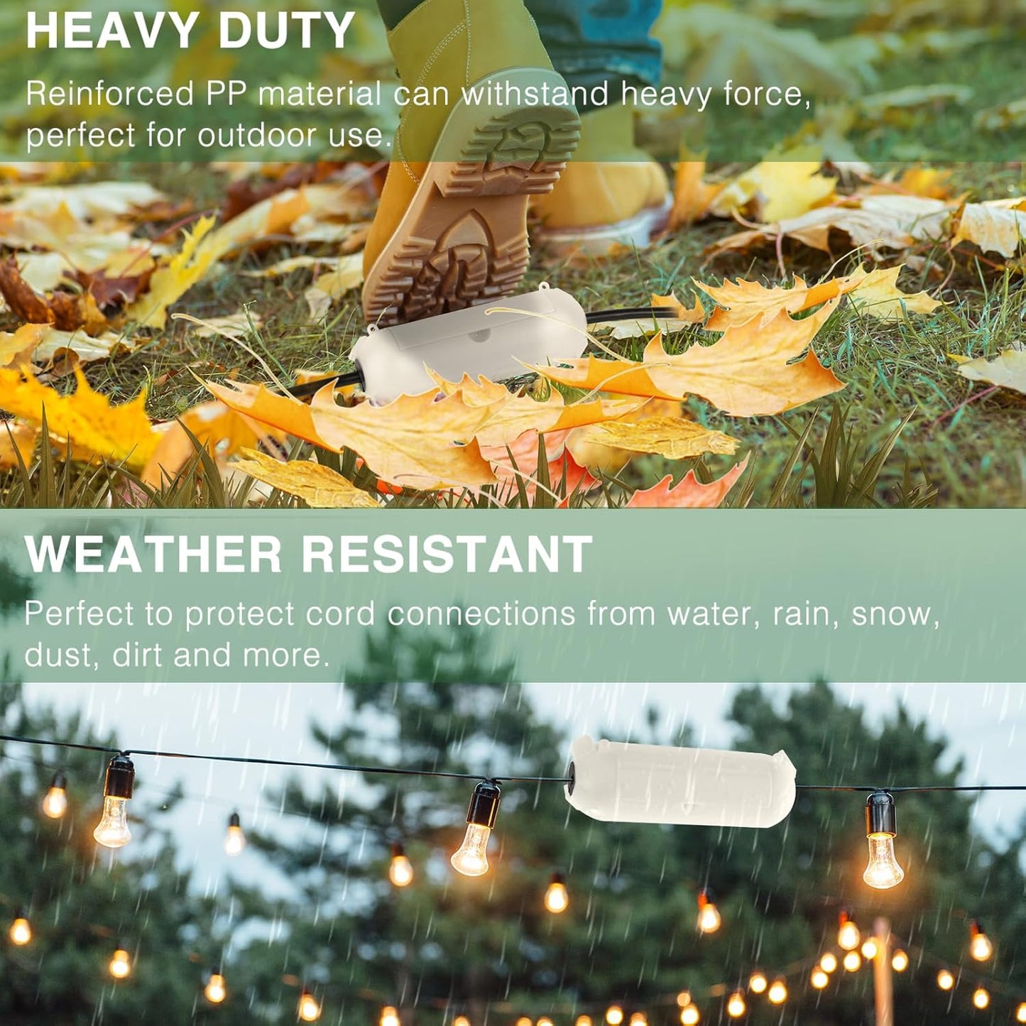 Flemoon [3 Pack] Outdoor Extension Cord Safety Cover with Waterproof Seal, Weatherproof Electrical Connection Box for Outdoor Outlet, Plug, Socket, Halloween, Christmas Holiday Decoration Light, White
