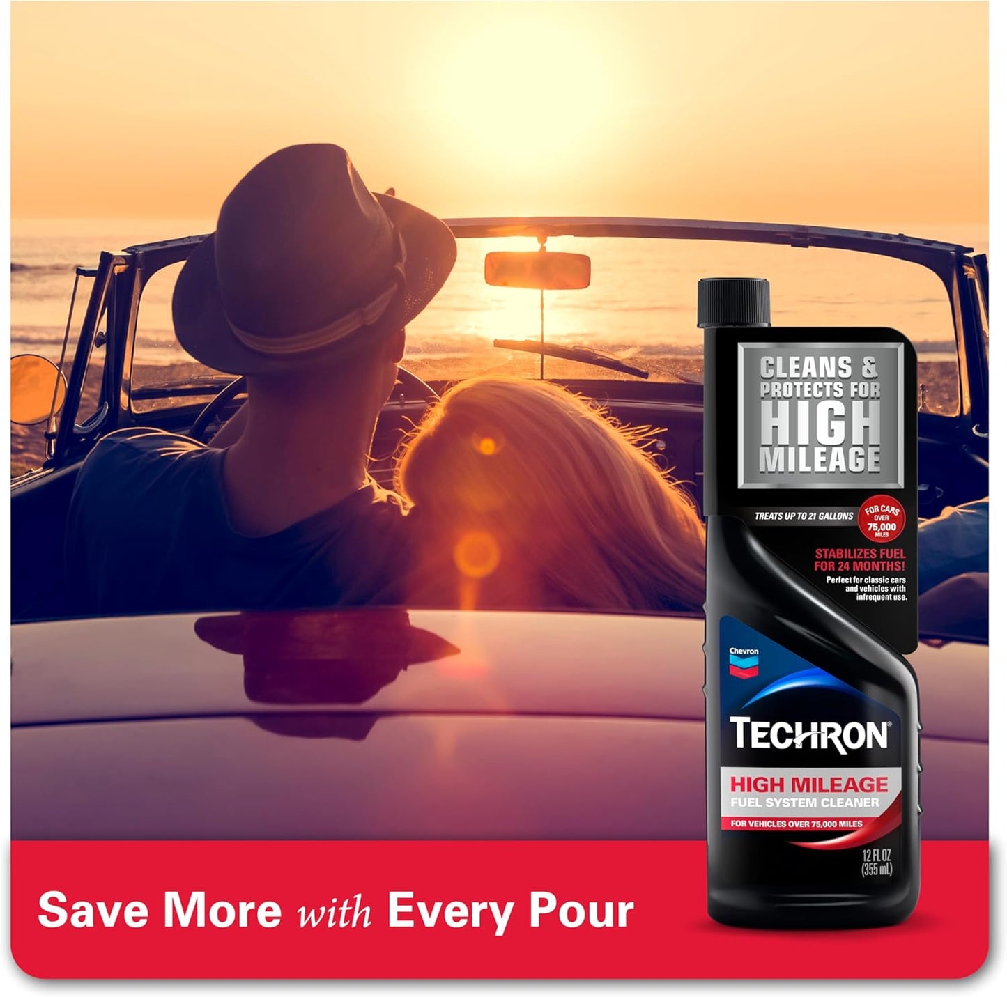 Chevron Techron High Mileage Fuel System Cleaner, 12 oz, Pack of 1