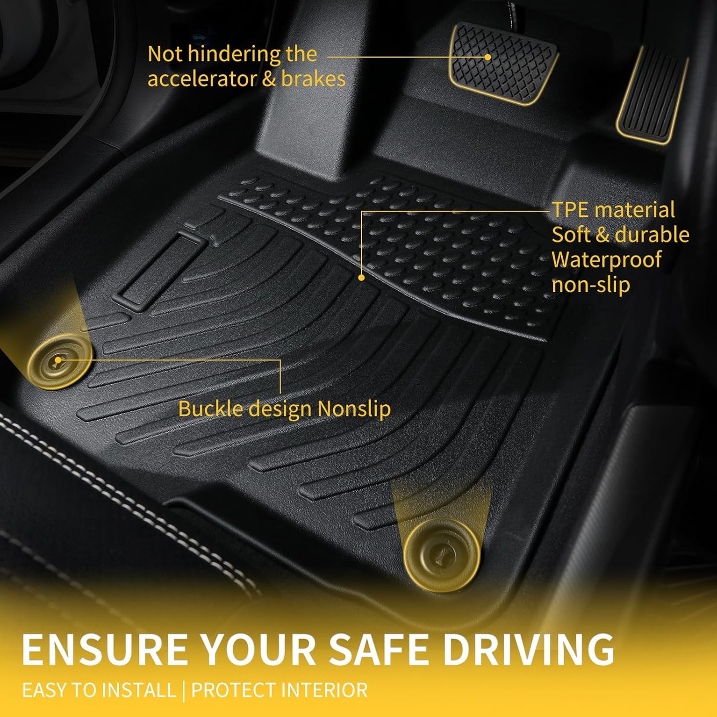 GINOWY-Floor Mats & Cargo Liner for Nissan Rogue 2014-2020(Not for Rogue Sport), TPE All Weather Rogue Car Mats Non-Slip Trunk Mat Waterproof Rogue Accessories Mats Black