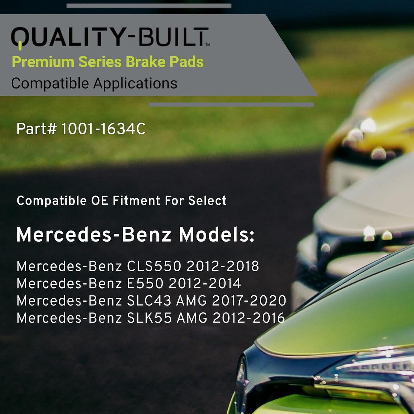 Premium Ceramic Front Brake Pads (1001-1634C) Compatible with Mercedes-Benz CLS550 2018-2012, E550 2014-2012, SLC43 AMG 2020-2017, SLK55 AMG 2016-2012