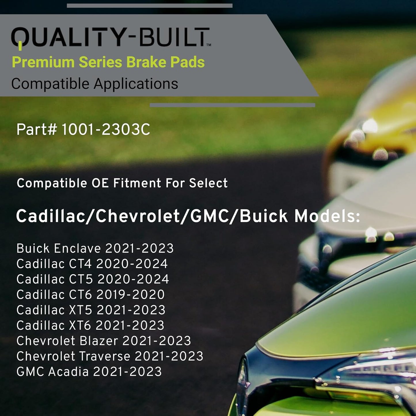 Premium Ceramic Rear Brake Pads (1001-2303C) Compatible with 2019-2024 Buick/Cadillac/Chevrolet/GMC (Acadia/Blazer/CT4/CT5/CT6/Enclave/Traverse/XT5/XT6)