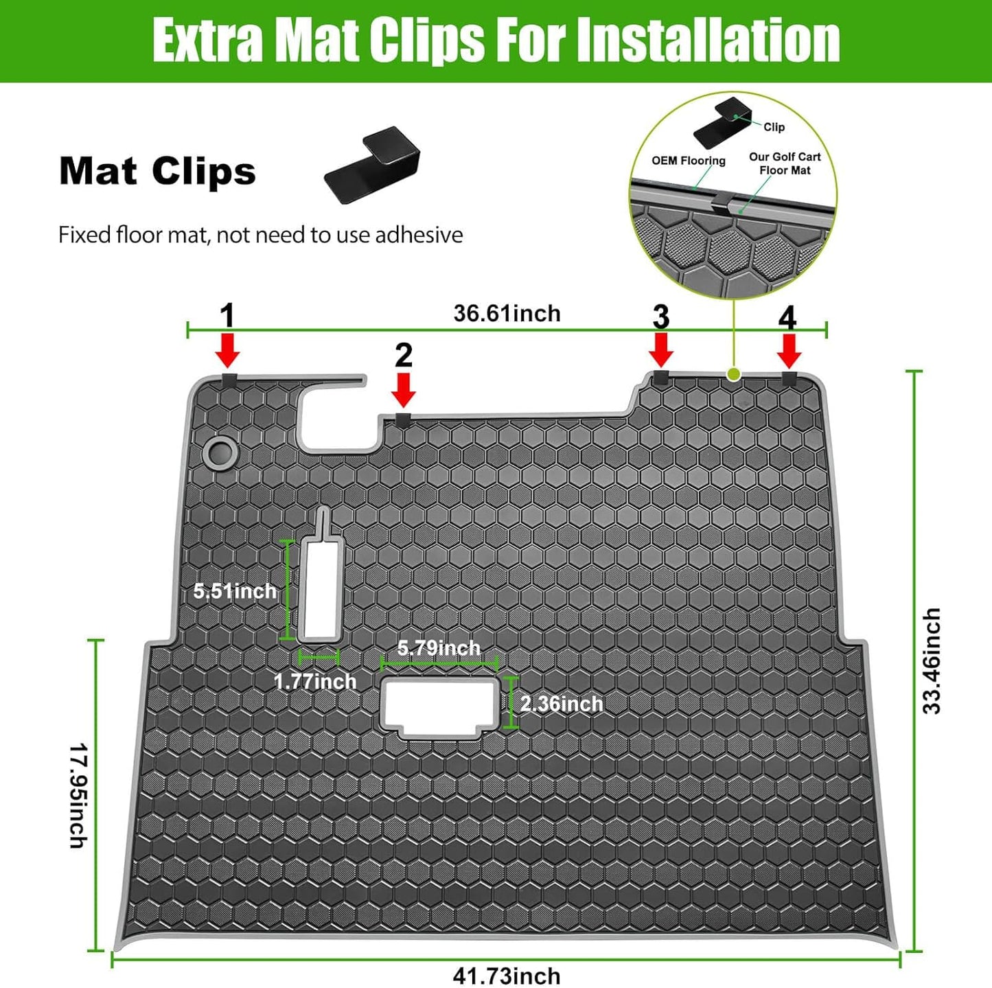 EZGO TXT Golf Cart Full Coverage Floor Liner Mat, fits EZGO TXT (1994+), Valor(1994+), Express S4(2012-2020), Cushman Workhorse, EX1(2020), Thick Anti-Slip Rubber, Grey Trim