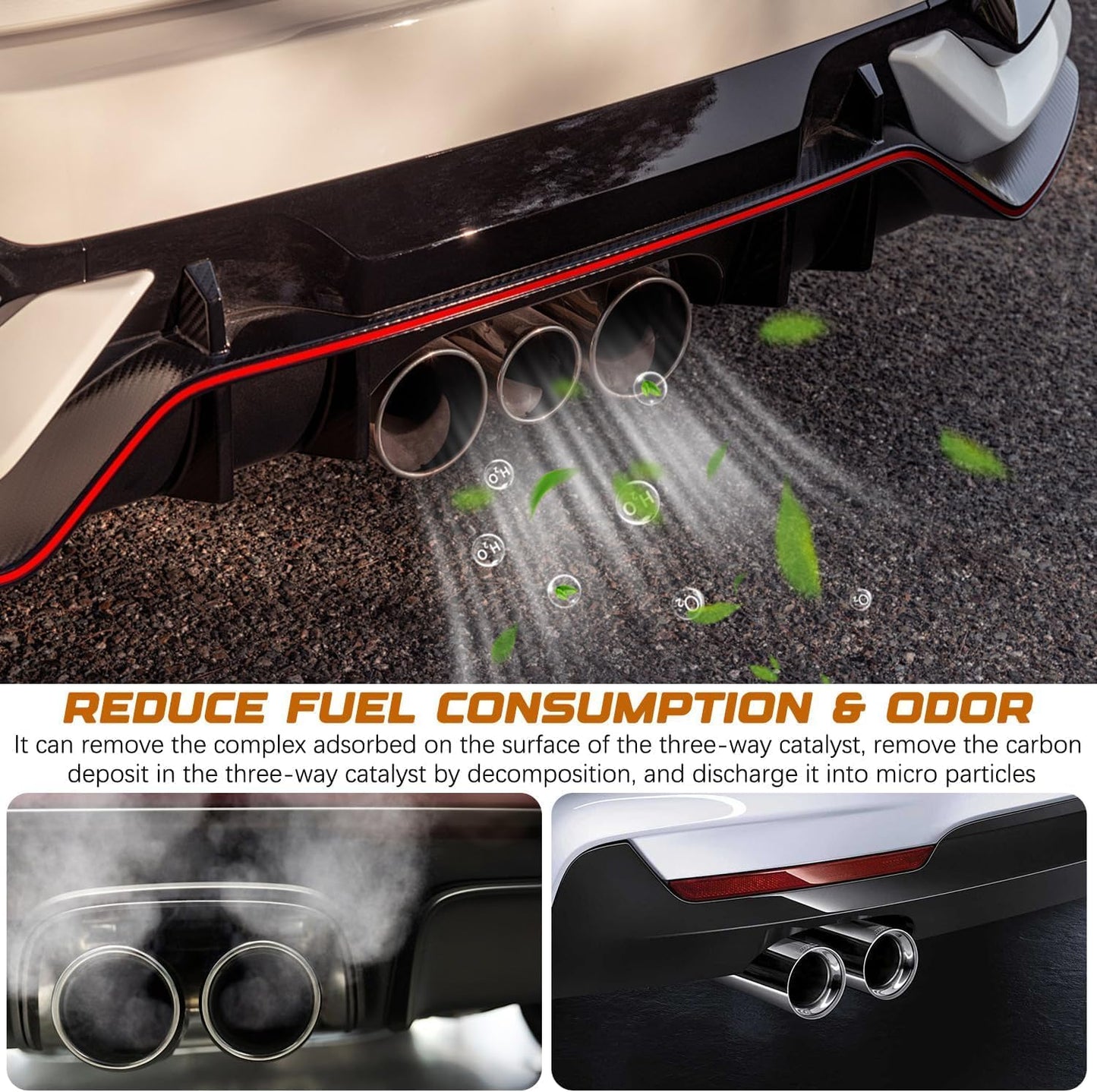 Catalytic Converter Cleaner, Exhaust System Carbon Removal Treatment, Fuel System Additive Oil for Gas & Diesel Car, Auto Engine Parts Cleaner (120ml, 3PCS)