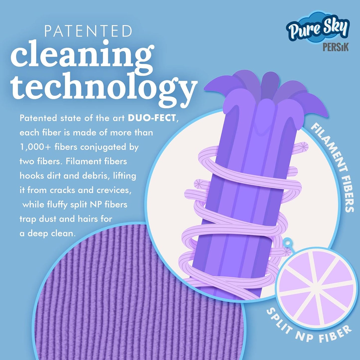 persik Pure-Sky Microfiber Cleaning Cloth - JUST ADD Water No Detergents Needed – Streak Free Magic Ultra Microfiber Polishing Towel - for Windows, Glass, Mirror and Screen - Leaves no Wiping Mark