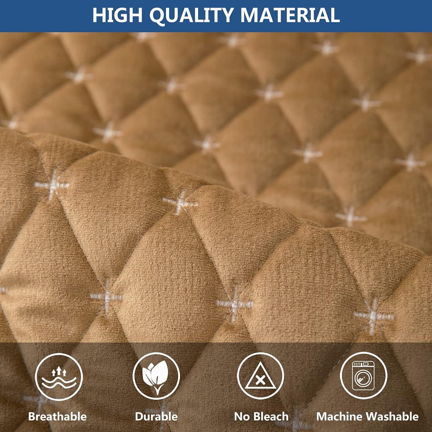 Eismodra Couch Cover,Sectional Couch Covers,Sofa Covers for 3 Cushion Couch,Anti-Slip Sofa Slipcovers for Dogs Cats Kids Loveseat Recliner L Shaped Armrest Backrest,Coffee 43''x82''(Only 1 Piece)