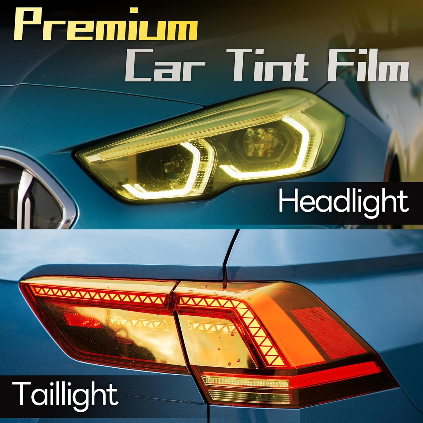 Lypumso 16 x 60 Inches Headlight Taillight Car Tint Vinyl Film, Self Adhesive Fog Lights Sticker Sheet Roll for Car Lights Cover Protection (Yellow)