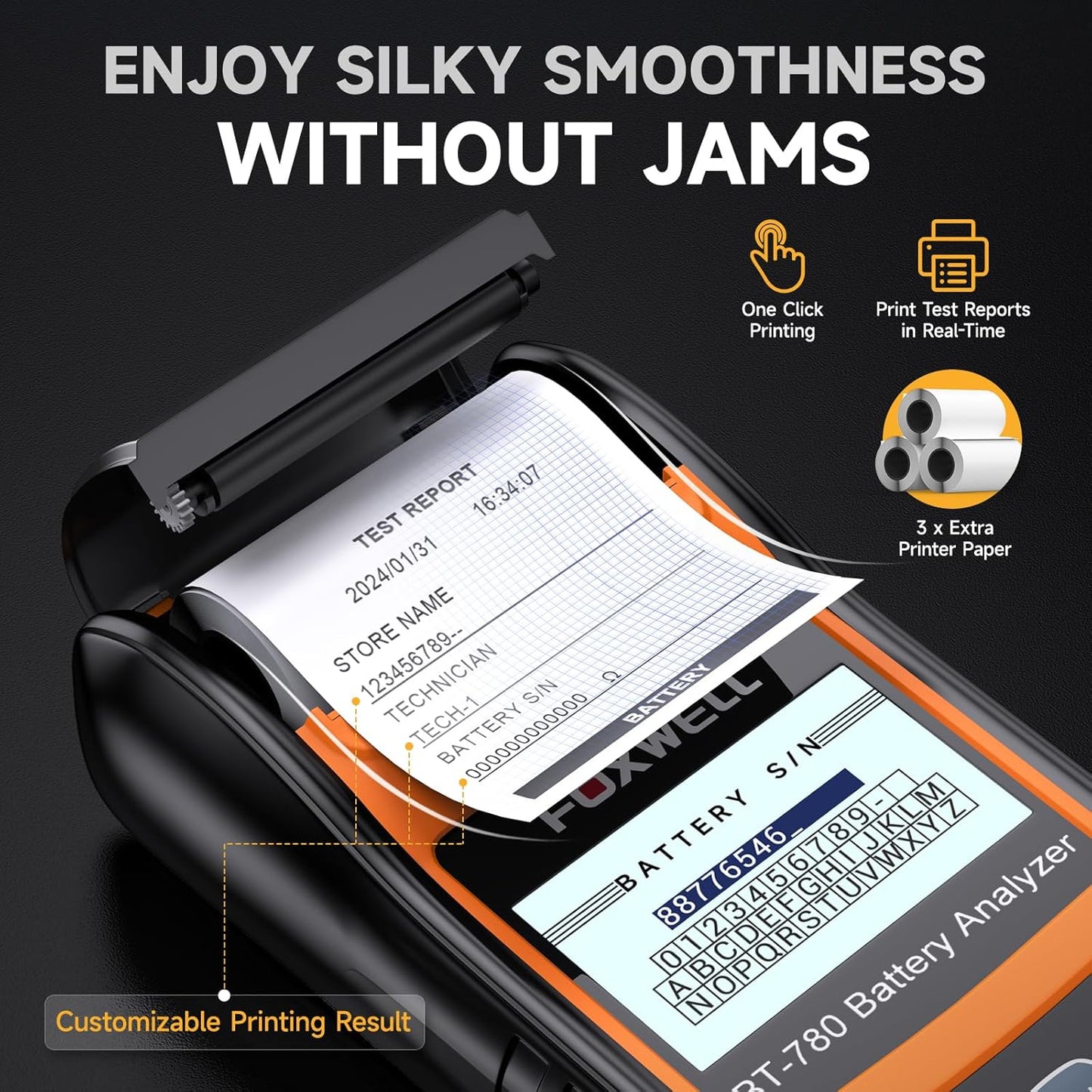 FOXWELL BT780 Car Battery Tester, 12V 24V Battery Load Tester with Printer 100-2000CCA Digital Automotive Cranking Charging System Analyzer for Car Motocycle Heavy Duty Truck Marine SUV Boat