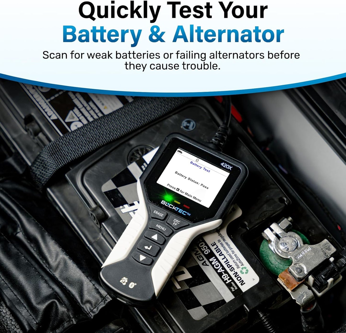 BLCKTEC 420X OBD2 Scanner Diagnostic Tool, Read and Clear Check Engine Light, Car Code Reader for All OBDII Cars 1996 and Newer, Comes with Bluetooth Topnotch App On iOS & Android