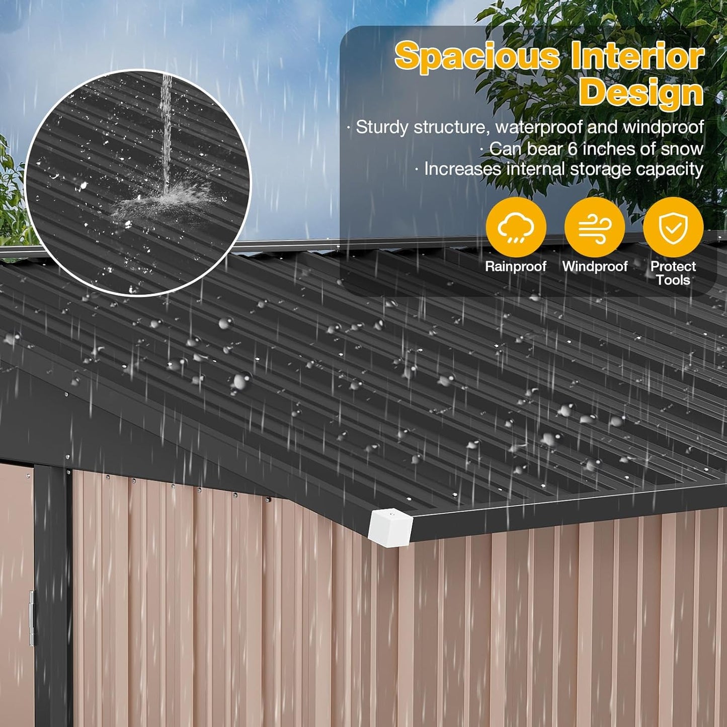 10x12 FT Outdoor Storage Shed with Base & Lockable Double Doors, Heavy-Duty Galvanized Steel Outdoor Metal Shed for Bike, Tool, Generator Storage in Backyard, Patio (10’x12’, Base)