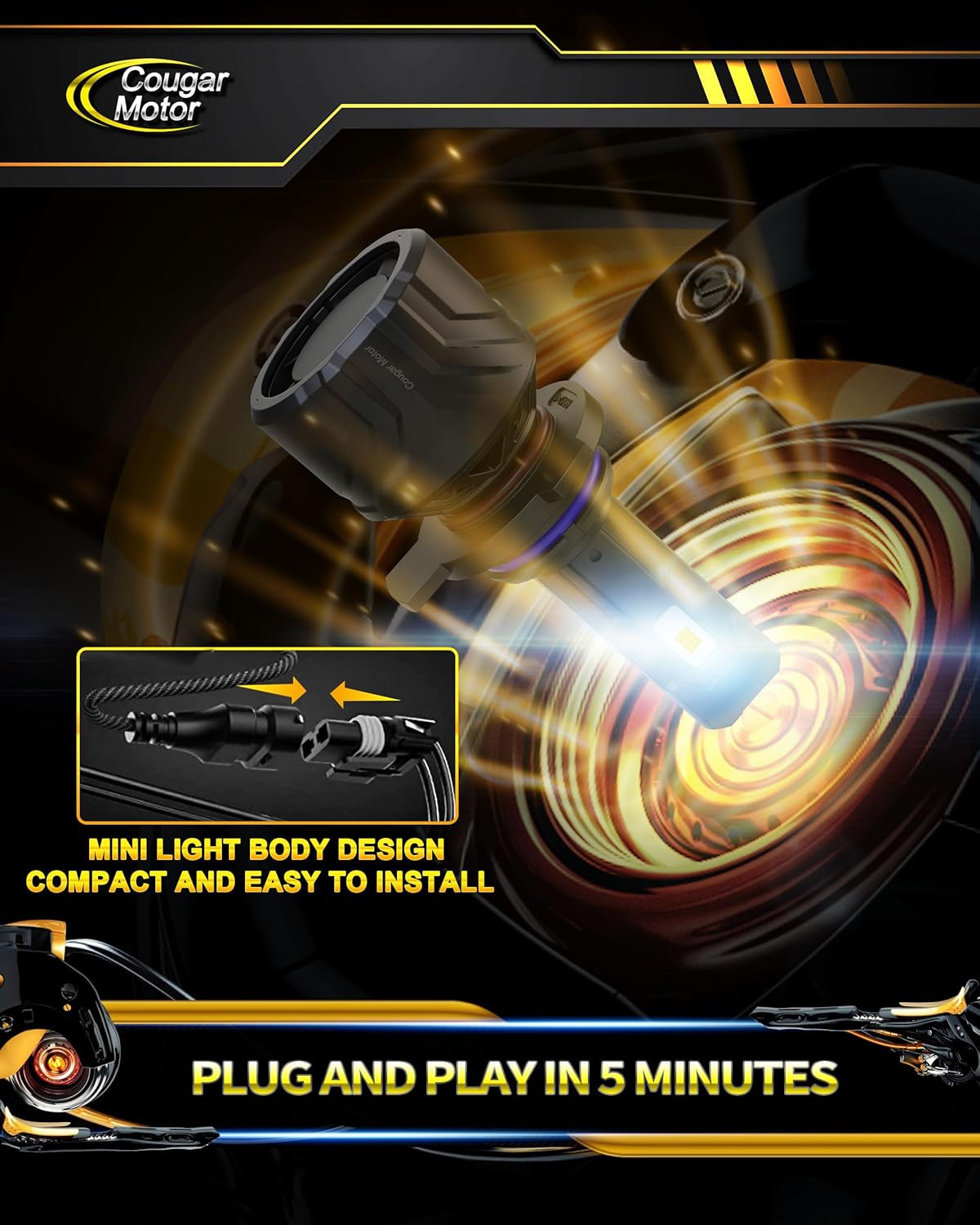 Cougar Motor 9012 Bulbs, HIR2 Fog Lights 6500K White Non-Polarity 9012 Fog Bulb or Off-Road Use Plug and Play - Pack of 2