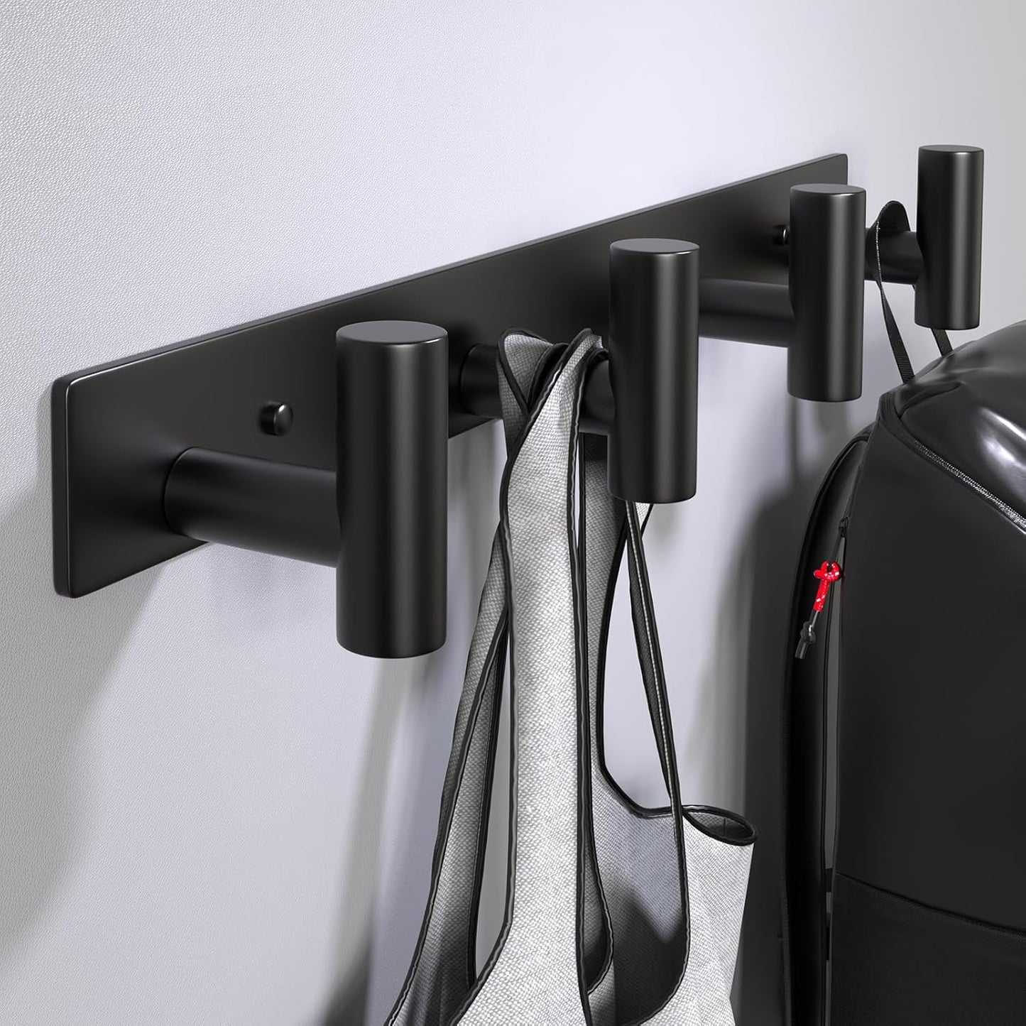 Coat Rack Wall Mounted with 4 Hooks, Wall Hooks for Hanging Towel Coat Hat Bag, Heavy Duty, Metal Hat Rack Coat Hanger Towel Hooks Coat Hooks for Entryway Bathroom Kitchen (Black, 2 Packs)