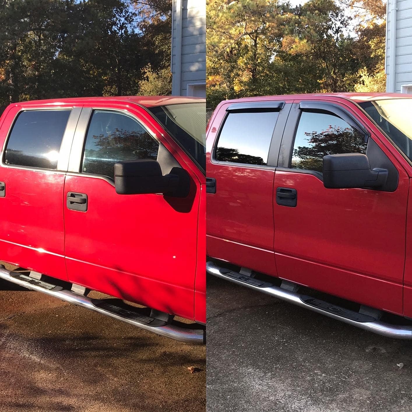 Side Window Visor Wind Deflector, 4pcs Out-Channel Tape-On Nice Rain Guards Set, Window Visor Compatible with Ford F-150 2004-2008 SuperCrew 2006-2008 Lincoln Mark LT SuperCrew Cab 94443