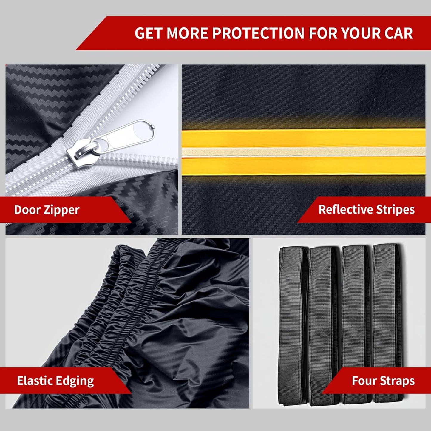 Car Cover Waterproof All Weather, 6 Layers Car Covers for Automobiles, Full Exterior Cover with Zipper, Outdoor Car Cover Sun UV Rain Snow Wind Protection for Sedan (173-183 inch)