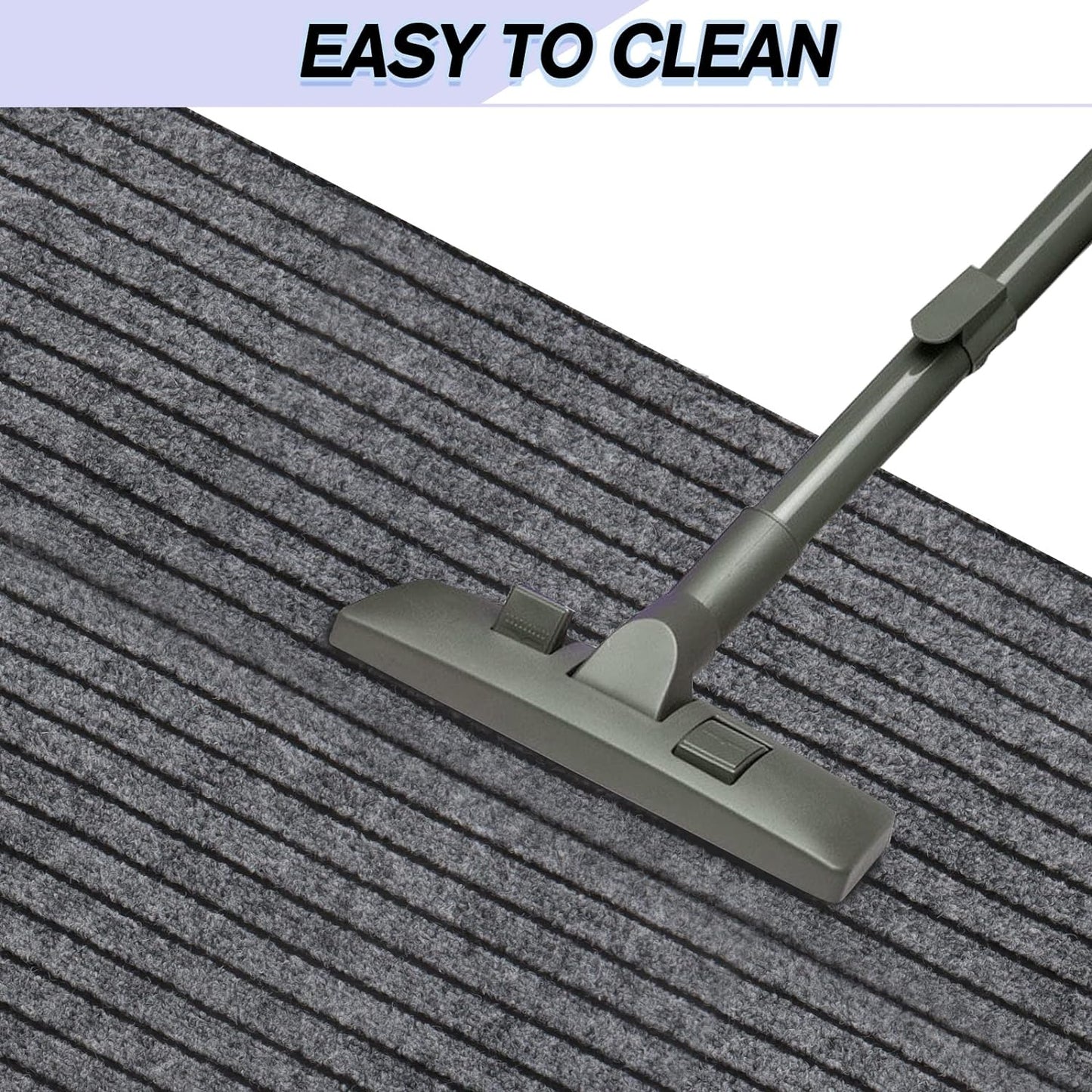 Custom Size Backed Non-Slip Area Rugs Runner, Easy Clean, Waterproof Runner Rugs for Hallway Entryway, Kitchen, Laundry, 4FT x 57FT, Gray Stripe