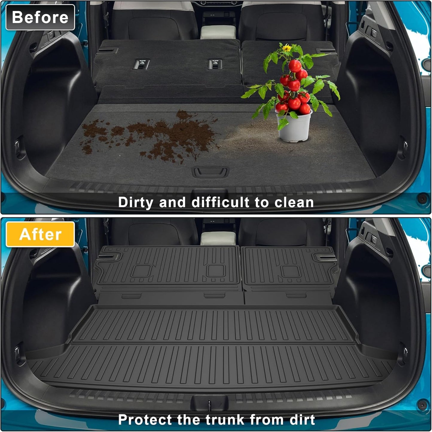 Cargo Liner with Backrest Mat Fit for Honda Prologue/for Chevy/Chevrolet Blazer EV 2024 2025 2026 - All Weather Cargo Mat with Back Seat Protector Prologue Accessories Trunk Mat Black