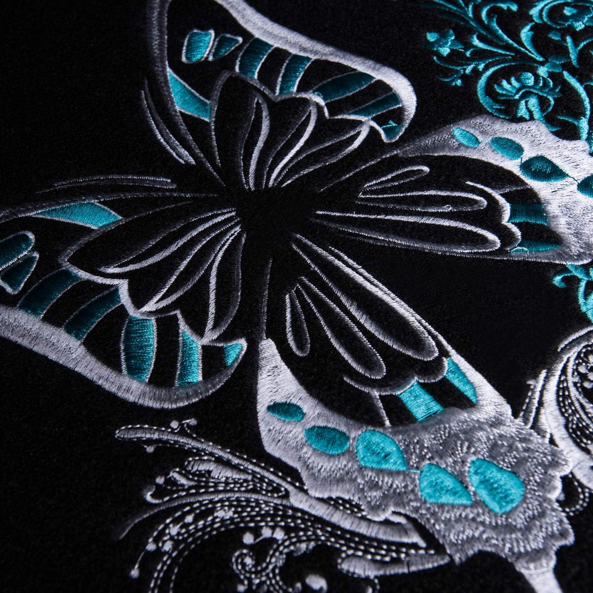 CAR PASS Embroidery Butterfly Car Floor Mats, Green Carpet Floor mats with Heel Pad, Universal Fit for Suvs,Sedans,Trucks,Cars, Set of 4 (Black and Green)