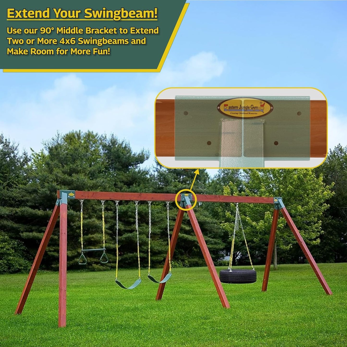 Easy 1-2-3 90° A-Frame Swing Set Bracket Heavy Duty for Ez, Simple Install - DIY Swing Set Parts