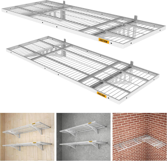 1.64x4ft 2Pack Wire Shelving Unit Heavy Duty Garage Storage Shelves Wall Mounted White 560lbs Load Capacity（20-inch-by-48-inch）