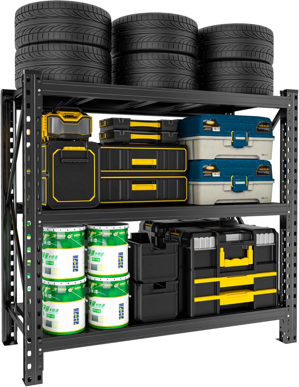 Heavy Duty Metal Storage Shelves - 5-Tier Adjustable Utility Shelf for Garage and Workshop, 51.2" W x 47.2" H x 23.6" D, Black - Ideal Organizer for Basement & Industrial Use