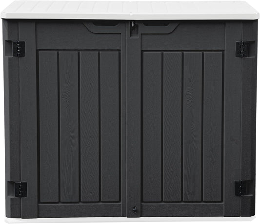 DWVO Outdoor Weather-Resistant Horizontal Storage Shed, 35 Cu Ft Capacity, Lockable and Waterproof, Suitable for Storing Garden Tools, Dark Gray