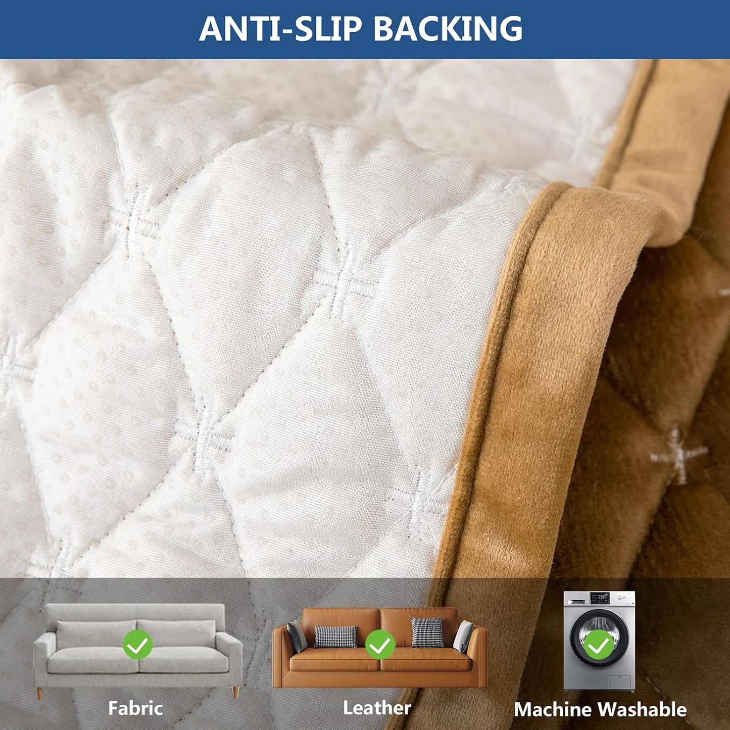 Eismodra Couch Cover,Sectional Couch Covers,Sofa Covers for 3 Cushion Couch,Anti-Slip Sofa Slipcovers for Dogs Cats Kids Loveseat Recliner L Shaped Armrest Backrest,Coffee 36''x70''(Only 1 Piece)