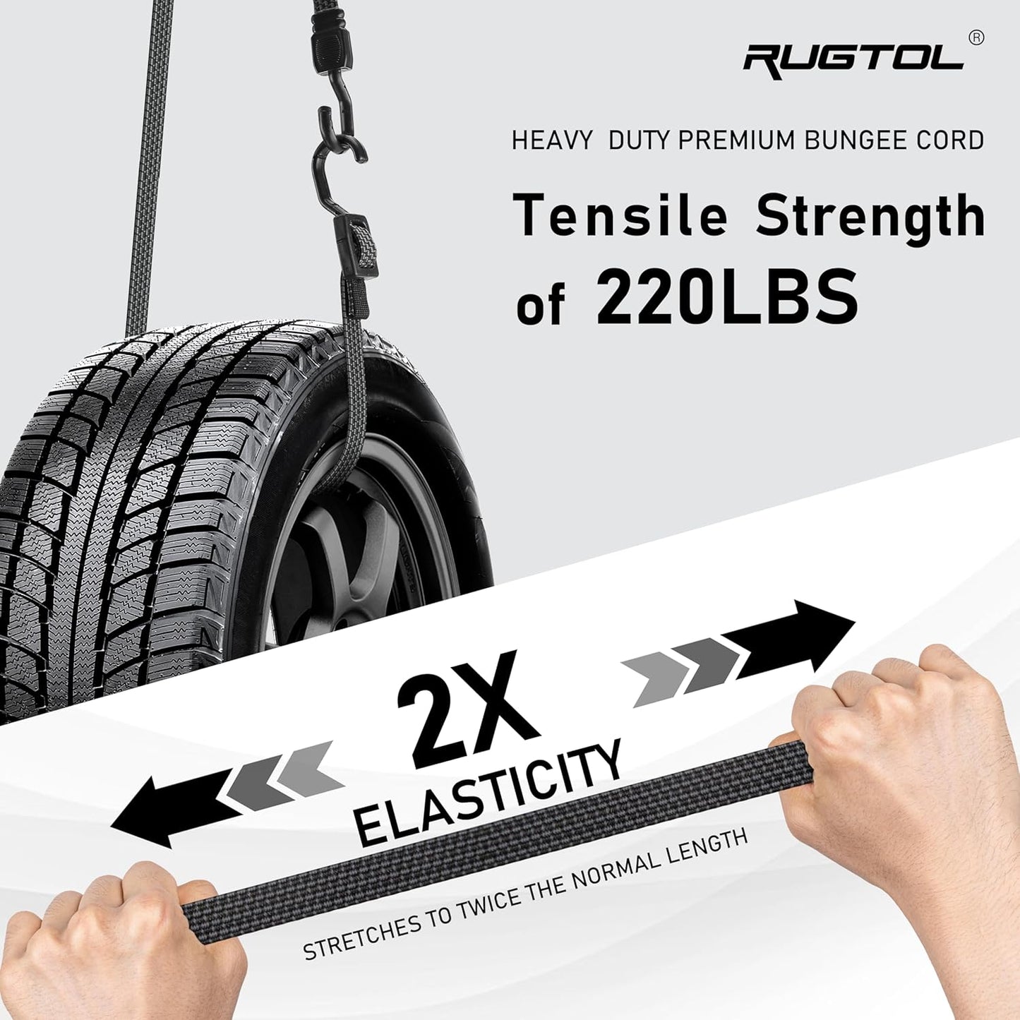 Bungee Cords with Hooks, 40 Inch Flat Adjustable Bungee Cords with Hooks Heavy Duty, Rubber Black Bungee Straps with Buckle Hooks for Outdoor, Camping, Tarps, Bike Rack, Tent, Truck, 12 Pack