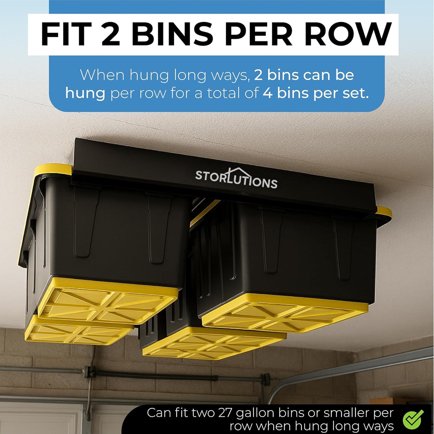 Heavy Duty Adjustable Ceiling Mount Garage Shelving for 16"-24" Stud Spacing, Ideal for Garage Storage and Home Organization Solutions