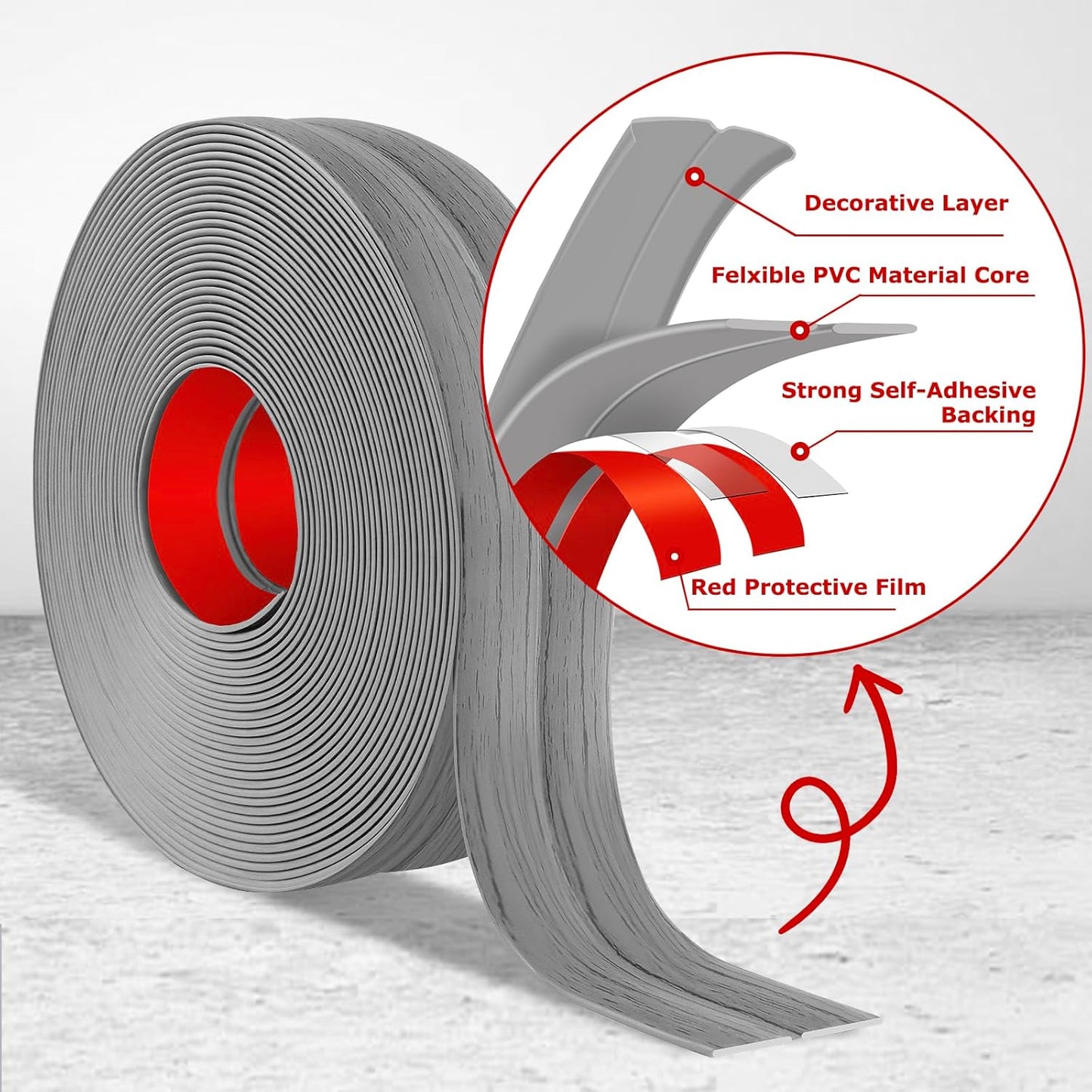 Flexible Wall Corner Protector Moulding Trim Peel and Stick Wall Corner Guards Edge Protector Self Adhesive Molding Trim Strip for Edge Ceiling (Light Gray Wood Grain, 2.4 in x 40 Ft)