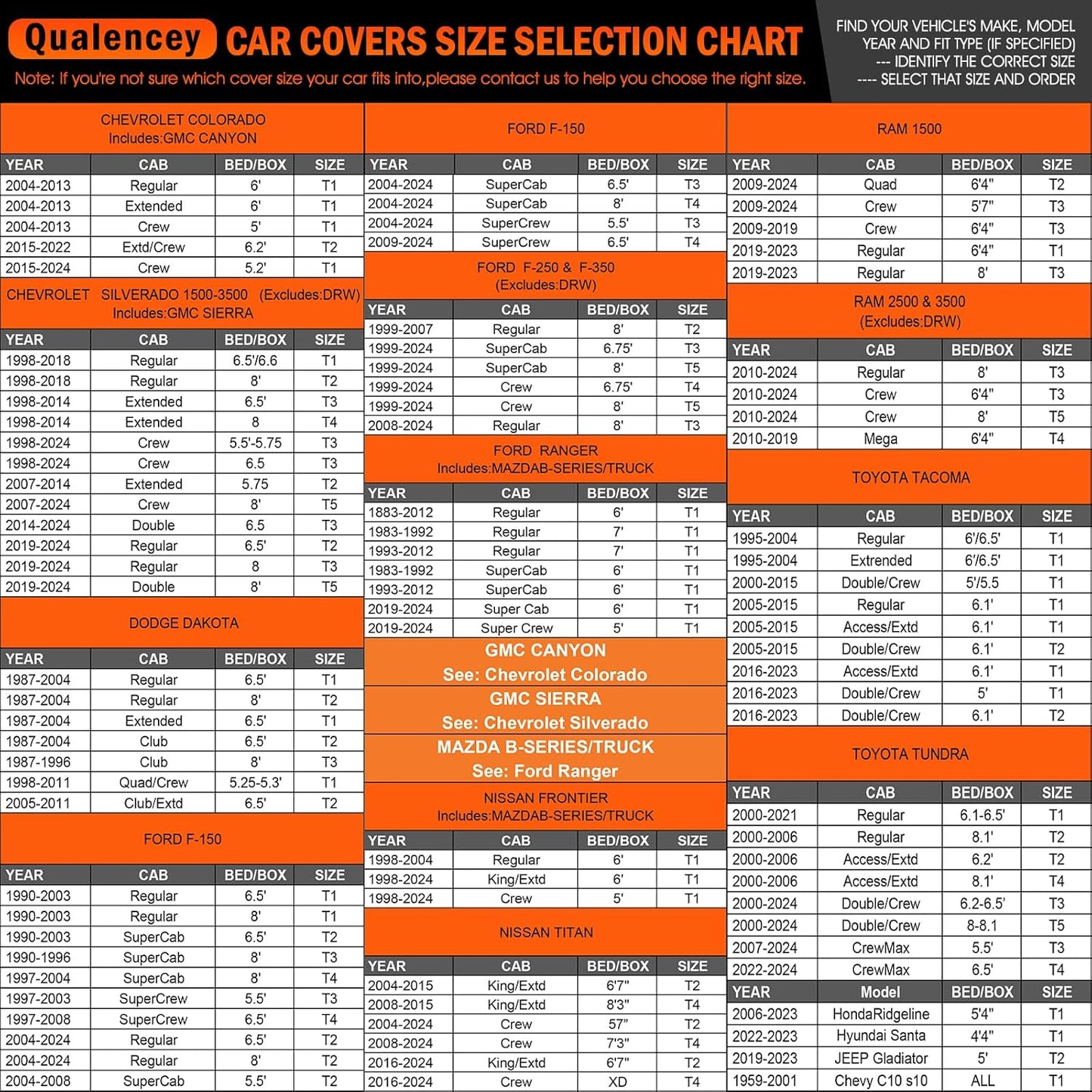 Car Cover Waterproof All Weather Full Outdoor Pickup Truck Cover Rain UV Protection, Size T1 Universal Fit for Ford Ranger/F150 Chevy C10 S10,Nissan Frontier,ect.(Fit Truck Length UP to 220inch)