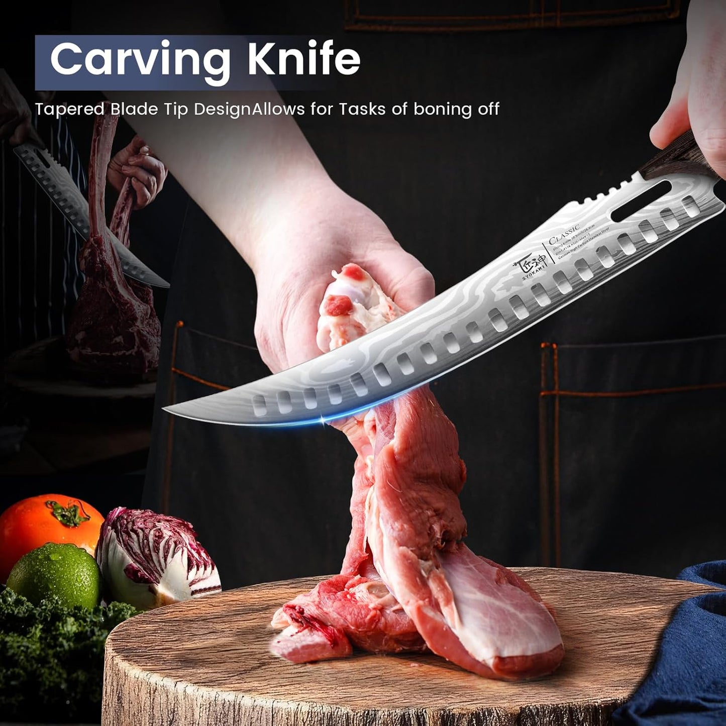 Butcher Knife Set, 3 PCS Kitchen Knife for Meat Cutting, Cleaver, Breaking & Boning Knife, Japanese Style High Carbon Steel Kitchen Knife for Chopping, Slicing, Deboning, House Warming Gifts