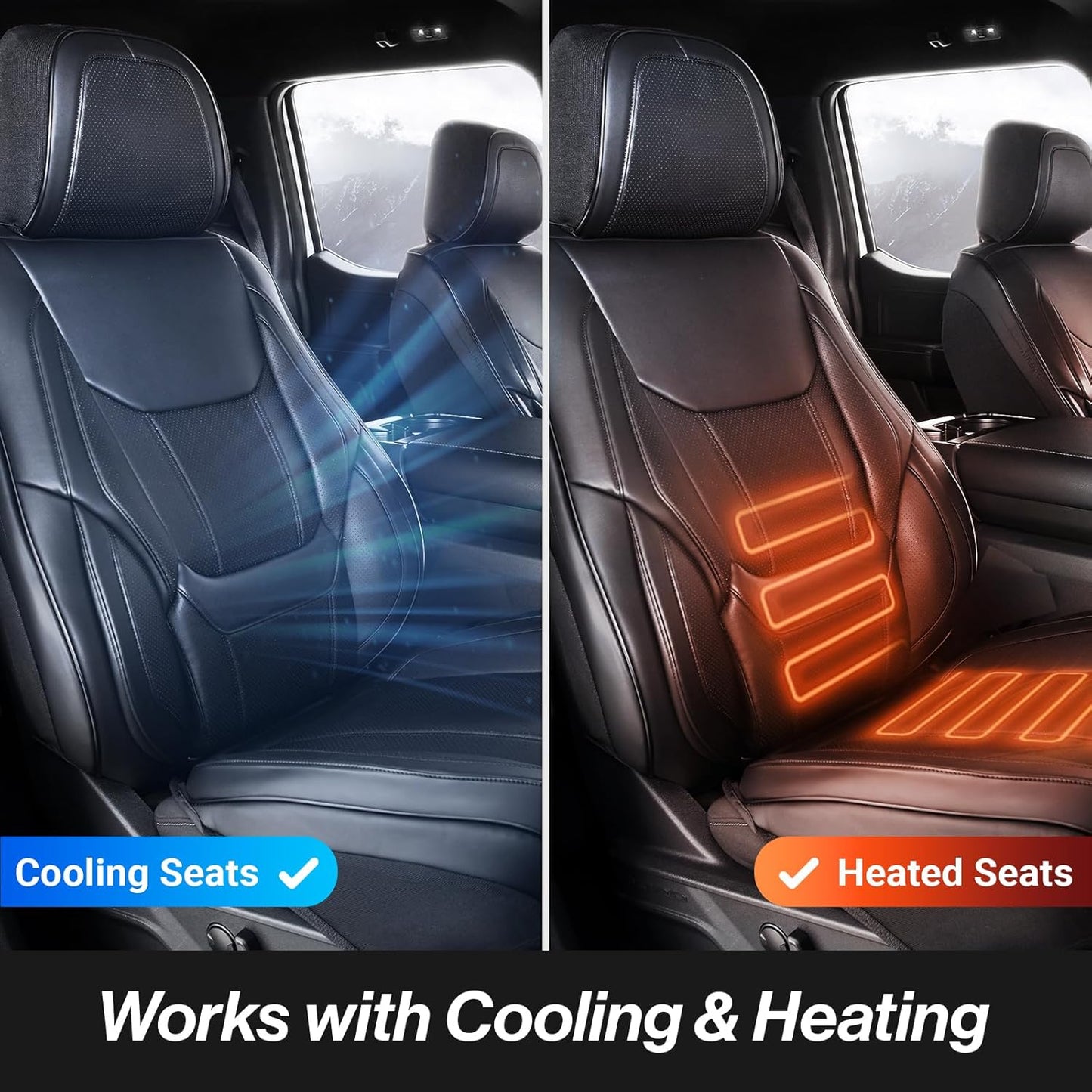 Coverland Custom Car Seat Covers Compatible with Ram 1500 2500 Mega Cab - Premium Leather Non-Slip Memory Foam Waterproof Cover Custom Interior Protector Full Set-Black [See Size Chart-Size X111]