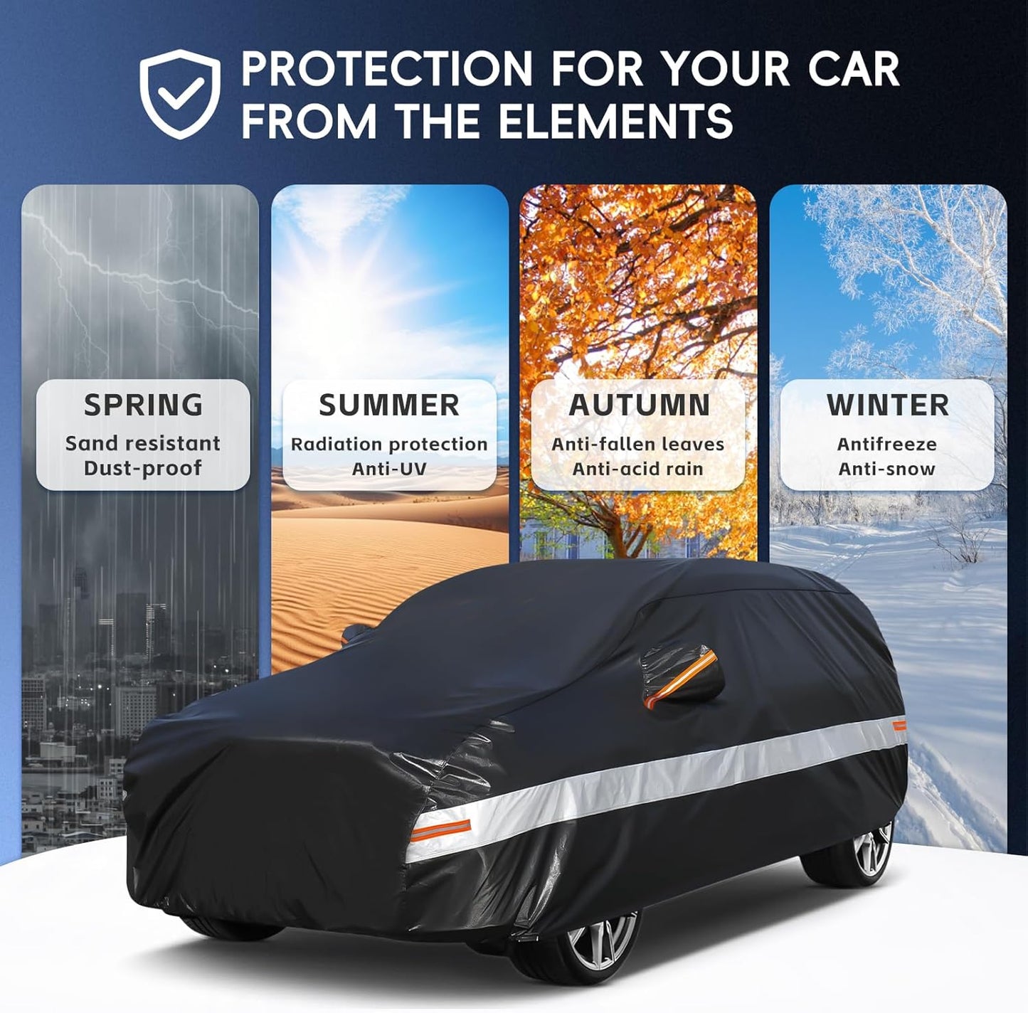 10 Layers SUV Car Cover Custom Fit for Mitsubishi Outlander (2005-2024) Waterproof All Weather for Automobiles, Outdoor Full Cover Sun UV Rain Protection with Cotton.Black