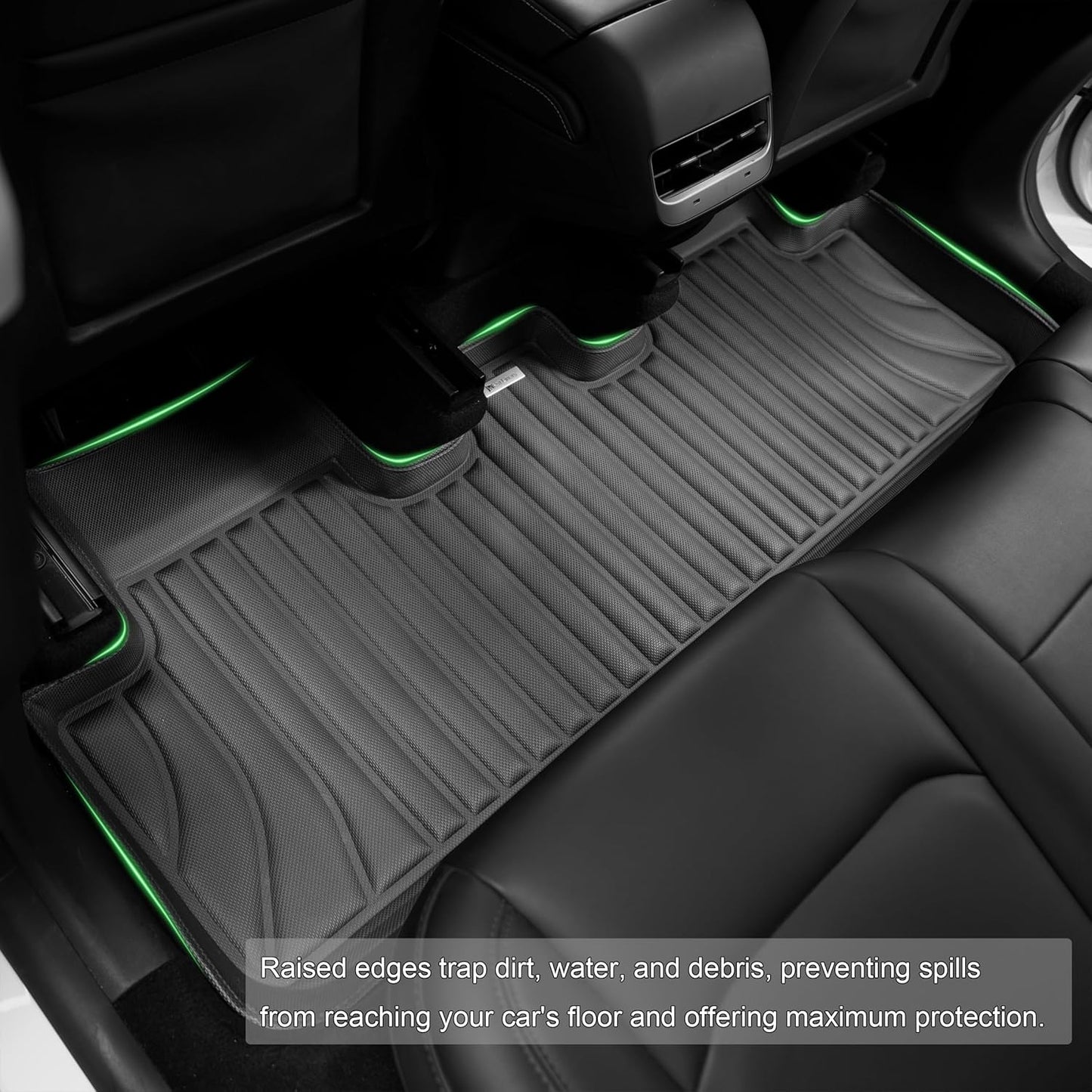 Extreme Coverage Floor Mats for Tesla Model Y (2021-2025) – Full 360° Cabin Protection, GapZero Fit with TrackGuard Rail Protection (Does NOT fit 7-Seat & Juniper)