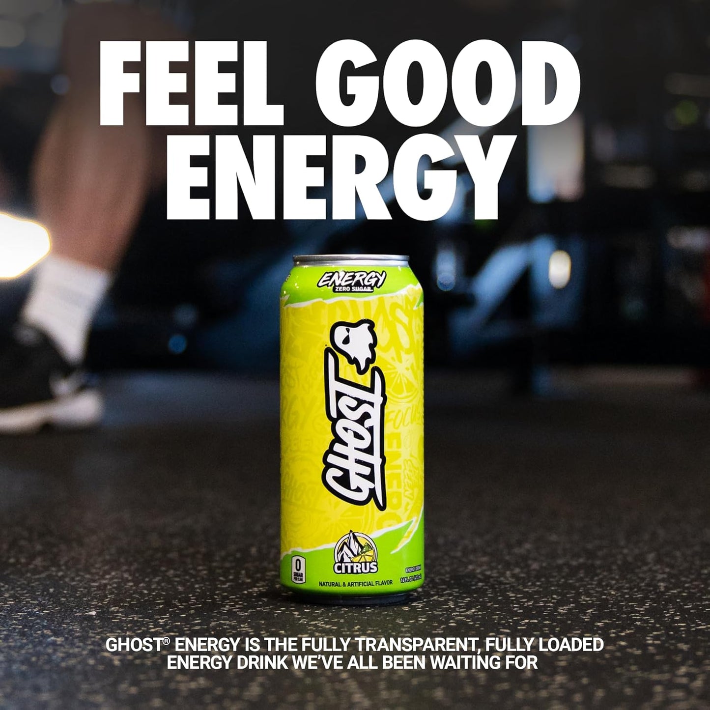 GHOST Energy Drink - 12-Pack, Citrus, 16oz Cans - Energy & Focus & No Artificial Colors - 200mg of Natural Caffeine, L-Carnitine & Taurine - Gluten-Free & Vegan